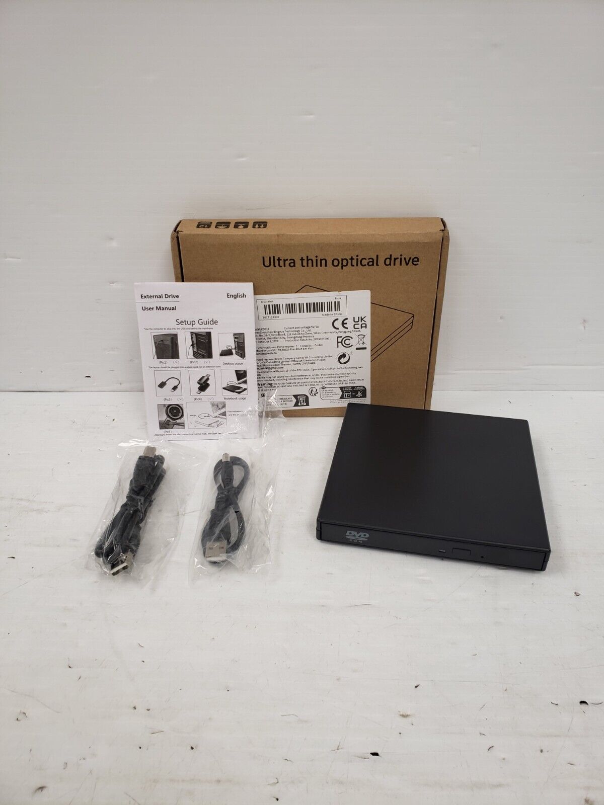 Original XD013 External USB 3.0 DVD/CD Drive - High-Speed Disc Burner & Reader for Laptop, Desktop, Mac, Windows - Perfect for Movies, Software Installation & Data Backup