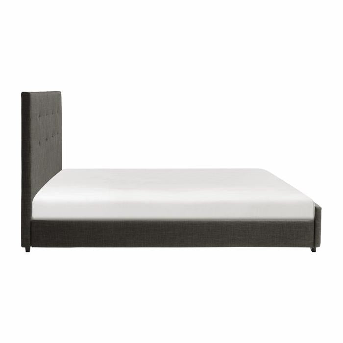 Cadmus Collection Dark Grey Fabric Bed Frame - Queen Size Upholstered Platform Bed with Wooden Slats for Support | Perfect for Modern Bedroom Decor & Small Spaces