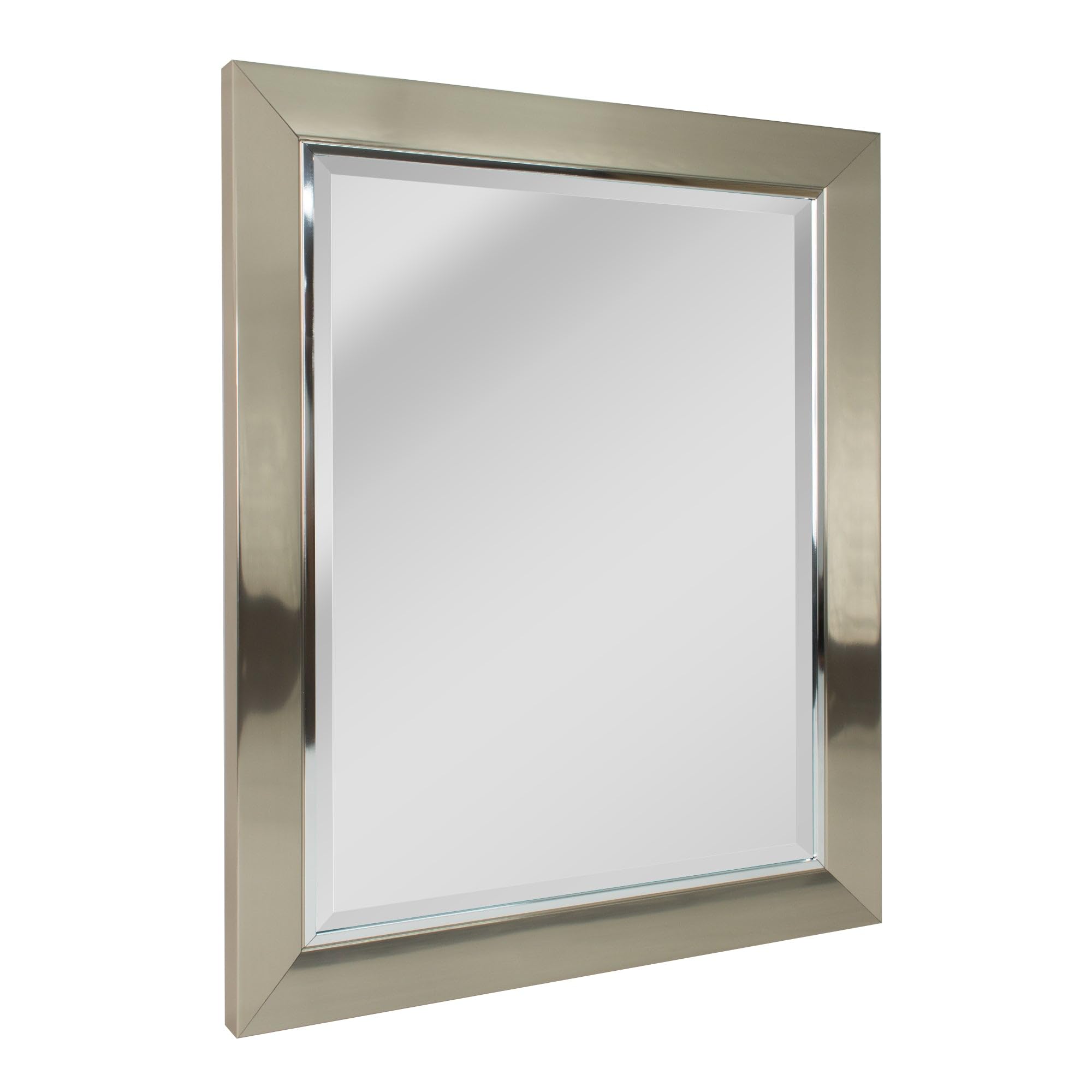 Brushed Nickel Bathroom Vanity Mirror with Chrome Liner - 23