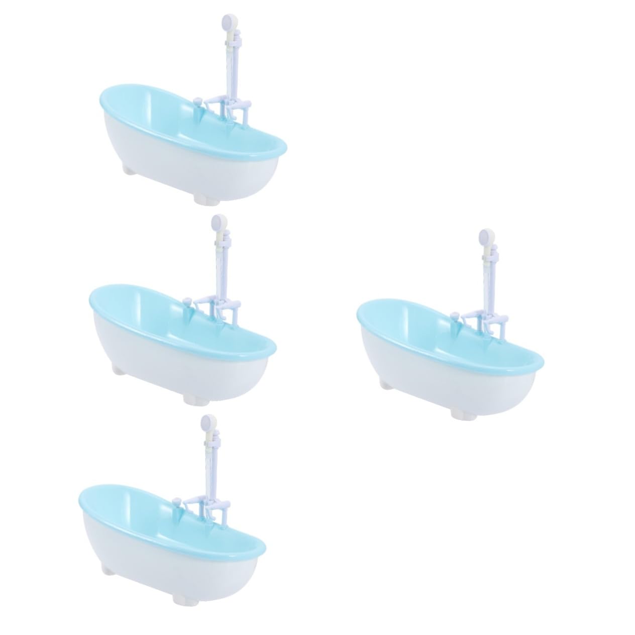 FAVOMOTO 4-Piece Mini Bathtub Toy Set - Sky Blue Plastic Bathing Doll Accessories for Kids, Baby Shower & Bath Time Fun - Perfect for Pretend Play and Bathroom Decor