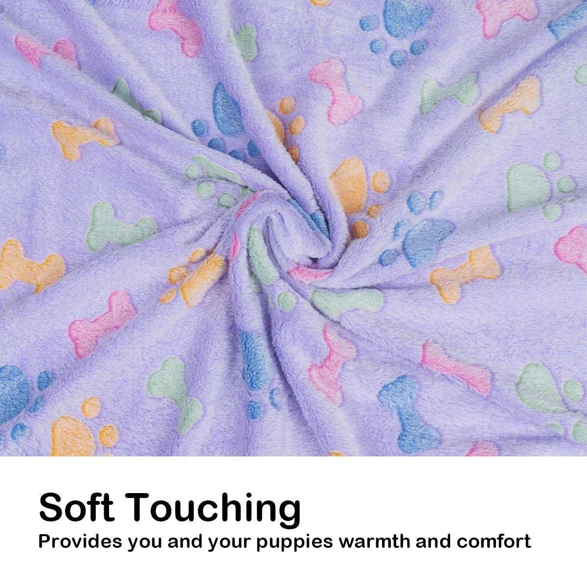 Dono 3 Pack Soft Fluffy Fleece Pet Blanket - Warm Cozy Dog & Cat Blanket with Paw Print Design for Beds, Couches & Travel - Perfect for Puppy, Kitten & Small Pets