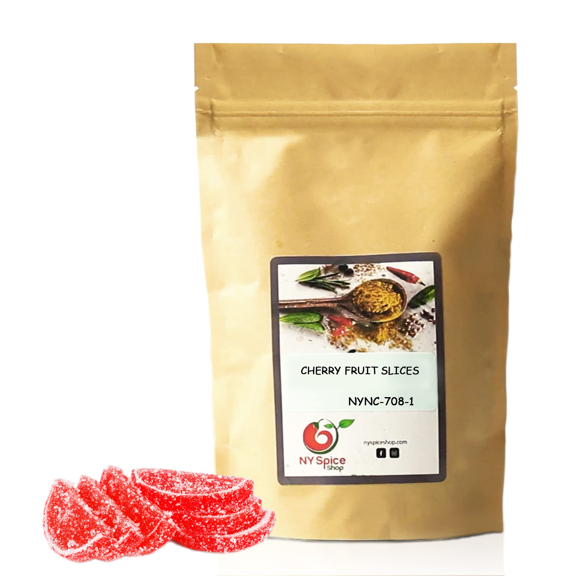 NY Spice Shop Cherry Fruit Slices Jelly Candy - 3lb Bulk Old Fashioned Gummy Candy - Sweet & Chewy Cherry Candied Fruit Slices - Perfect for Baking, Gift Baskets & Candy Buffets