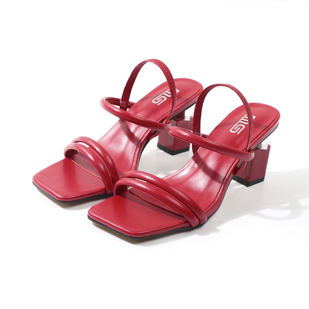YIBLBOX Women's Chunky Heel Roman Sandals - Round Toe Comfortable Summer Dress Shoes for Beach, Party & Casual Outings