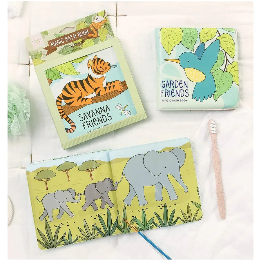 Magic Bath Book - Savanna Friends Waterproof Baby Book for Toddlers | Fun & Educational Bathtime Toy for Kids