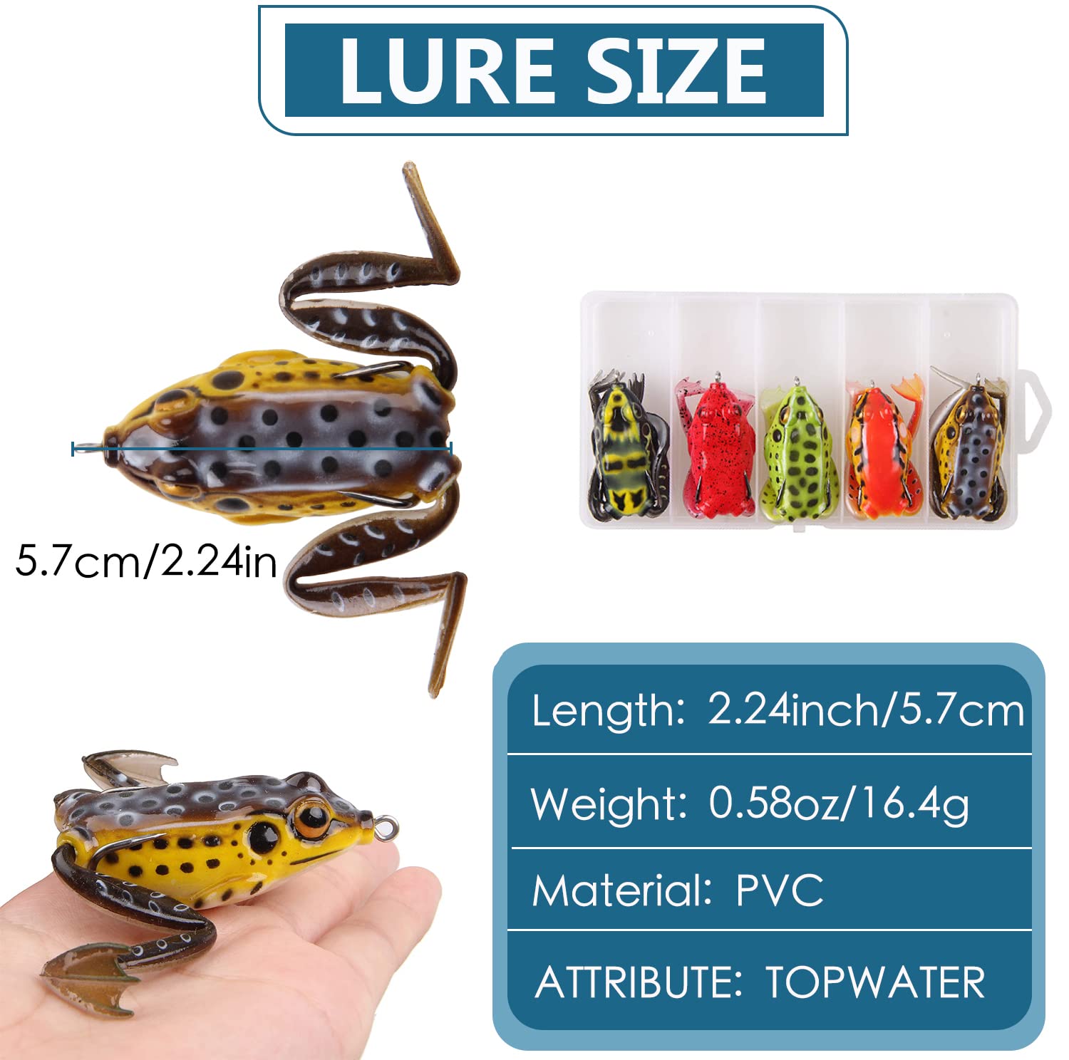 5PCS Topwater Frog Lures - Soft Weedless Bass Fishing Baits Kit for Trout, Floating Swimbait with Hooks - Perfect for Freshwater & Saltwater Fishing in Lakes, Ponds and Rivers