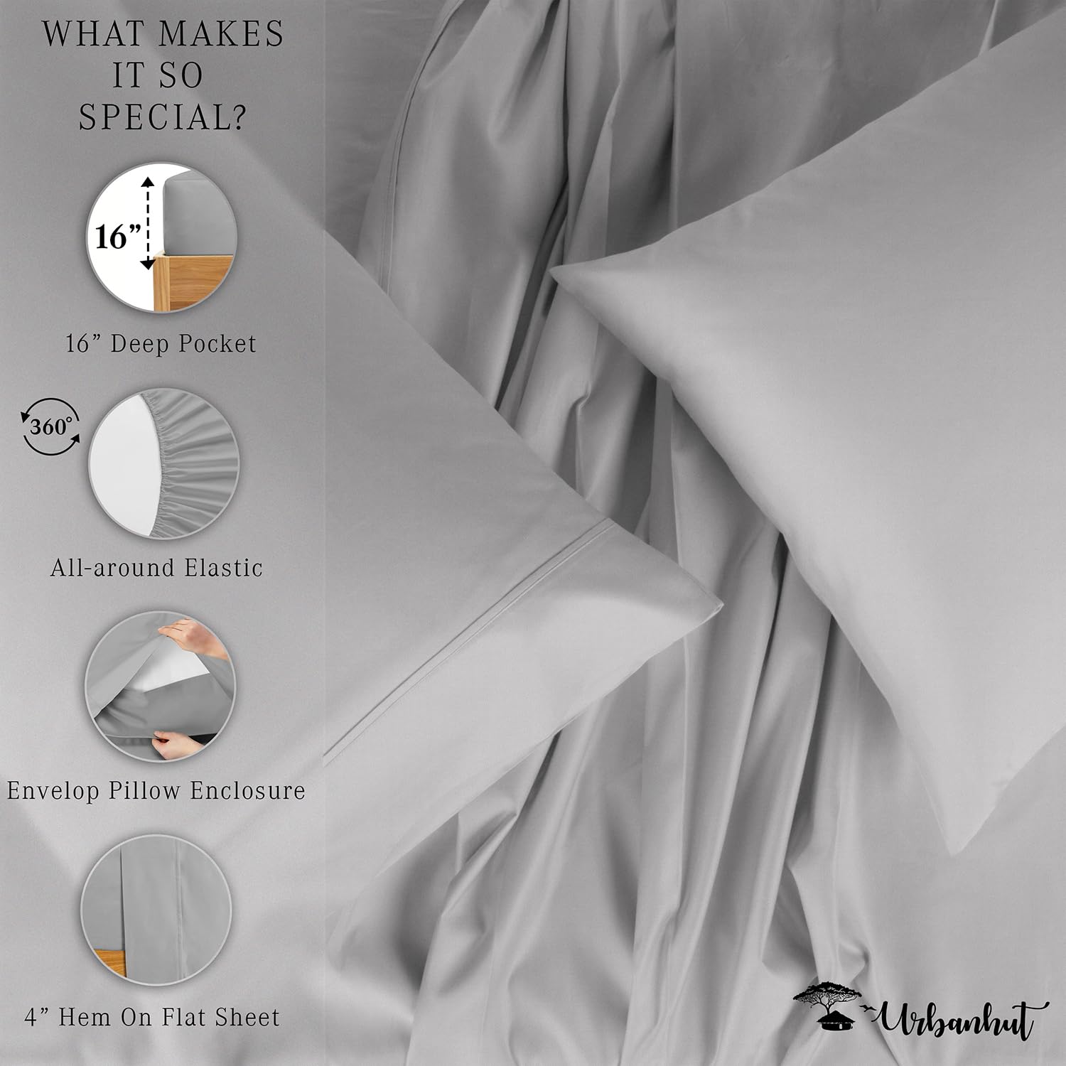 Premium 700 Thread Count Egyptian Cotton Sheets California King Size - 4Pc Luxury Bed Sheet Set with 16