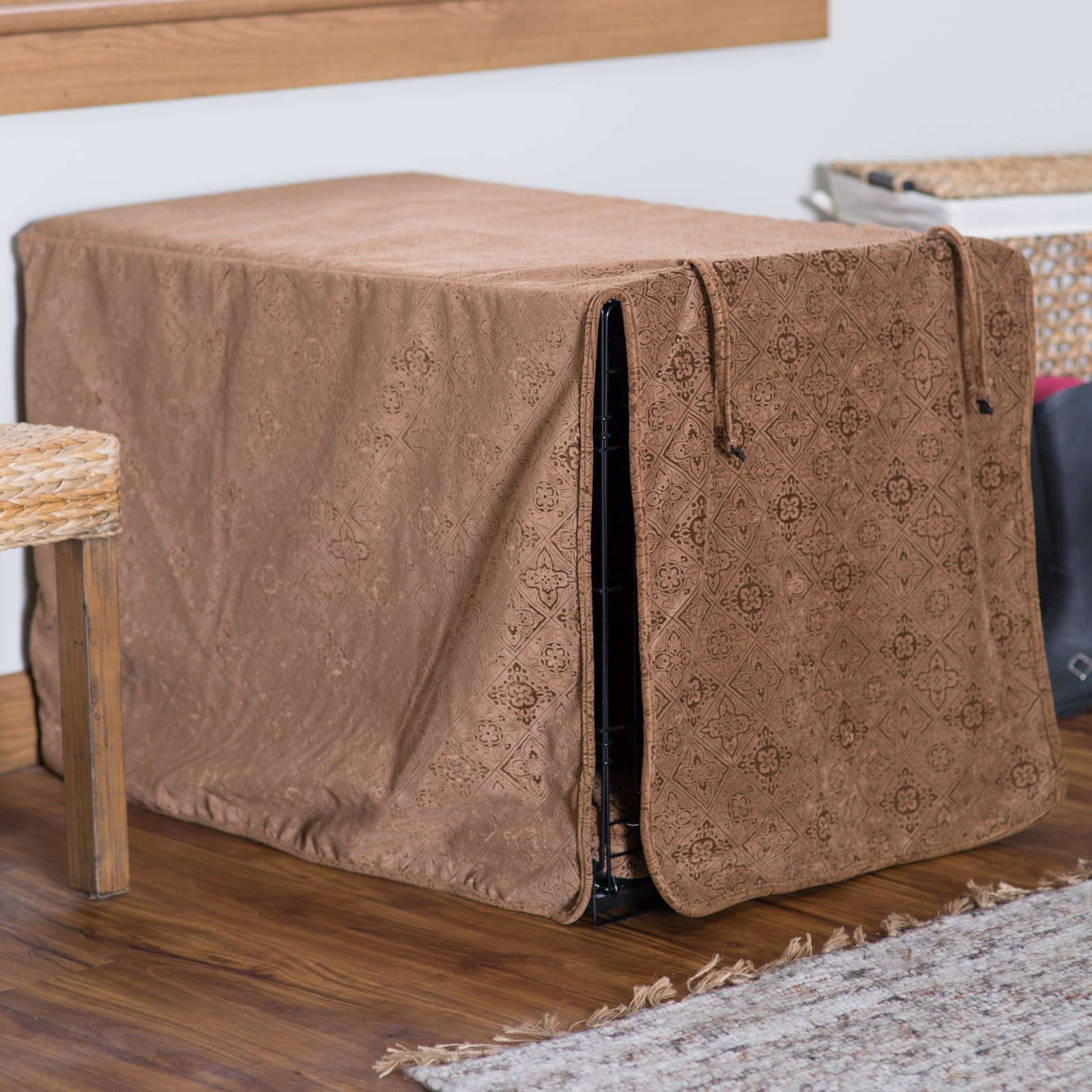 Luxury Dog Crate Cover for Small Dogs - Soft Herringbone Fabric - Perfect for Pet Beds, Travel & Home Decor