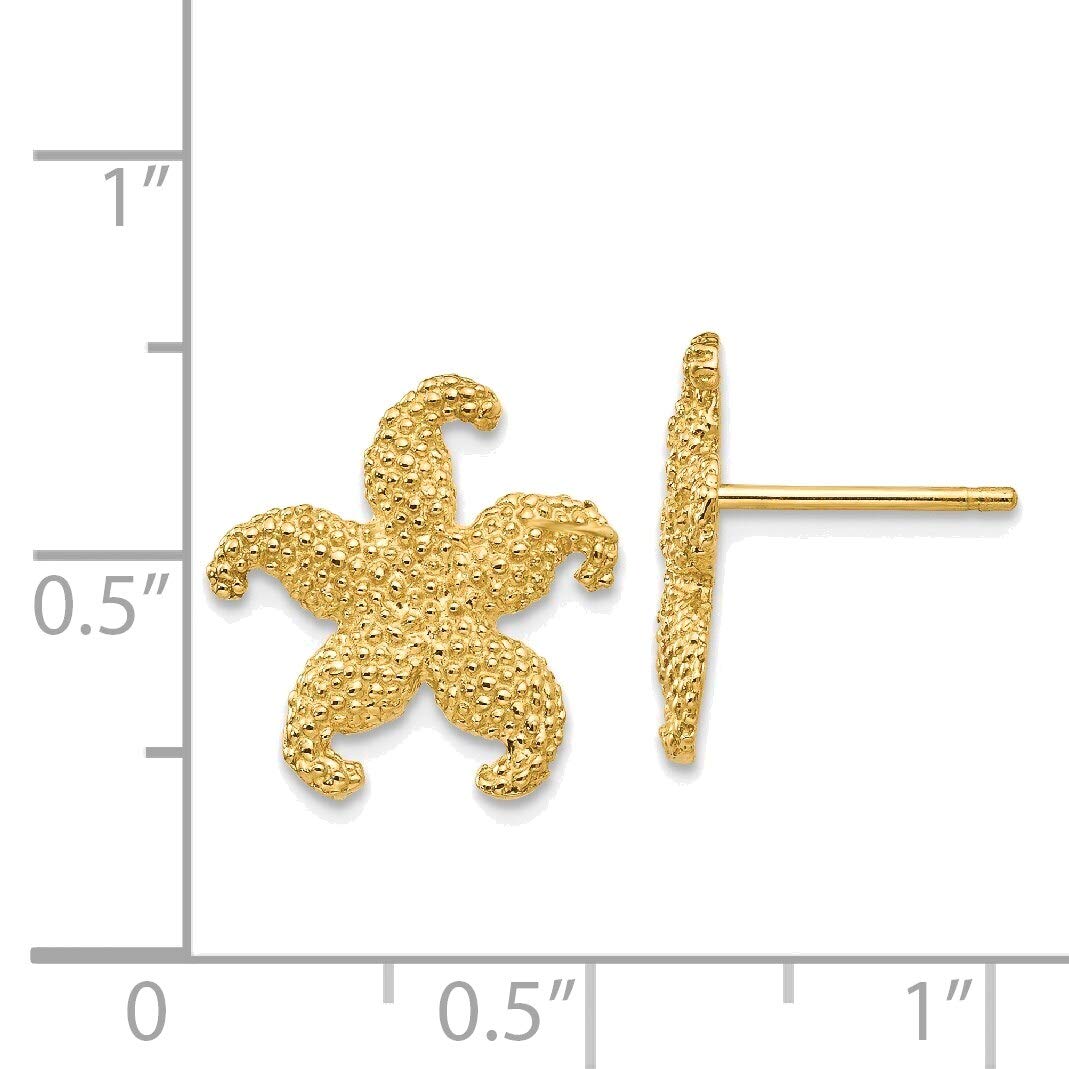 14K Yellow Gold Starfish Post Earrings - Perfect for Beach Vacations, Summer Outfits & Gift Giving