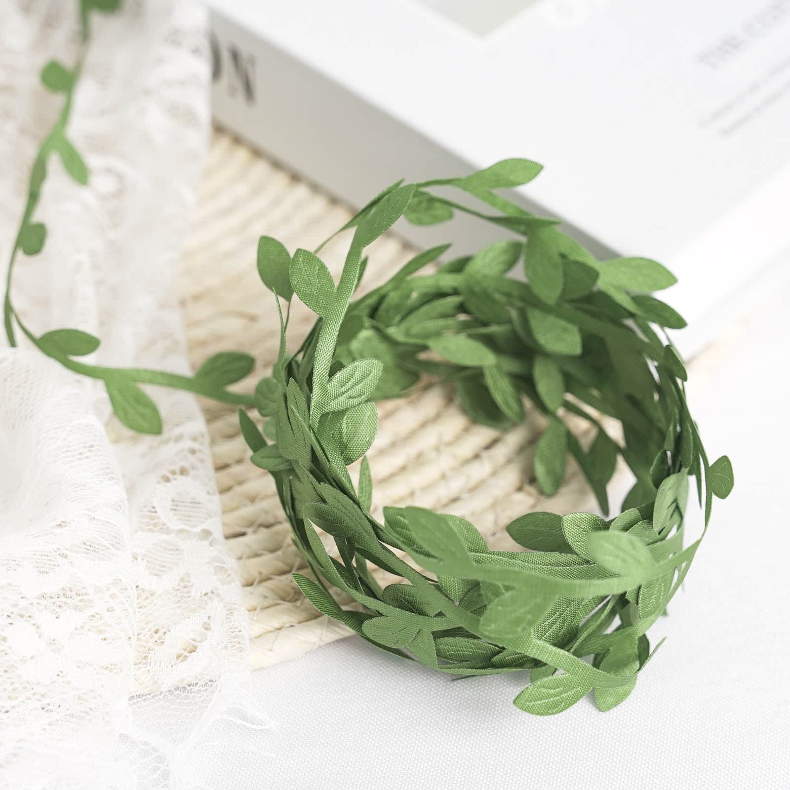Efavormart 67FT Olive Green Artificial Leaf Ribbon Trim - DIY Vine Garland for Wedding, Party, Home Decor - Perfect for Table Centerpieces, Backdrops & Craft Projects