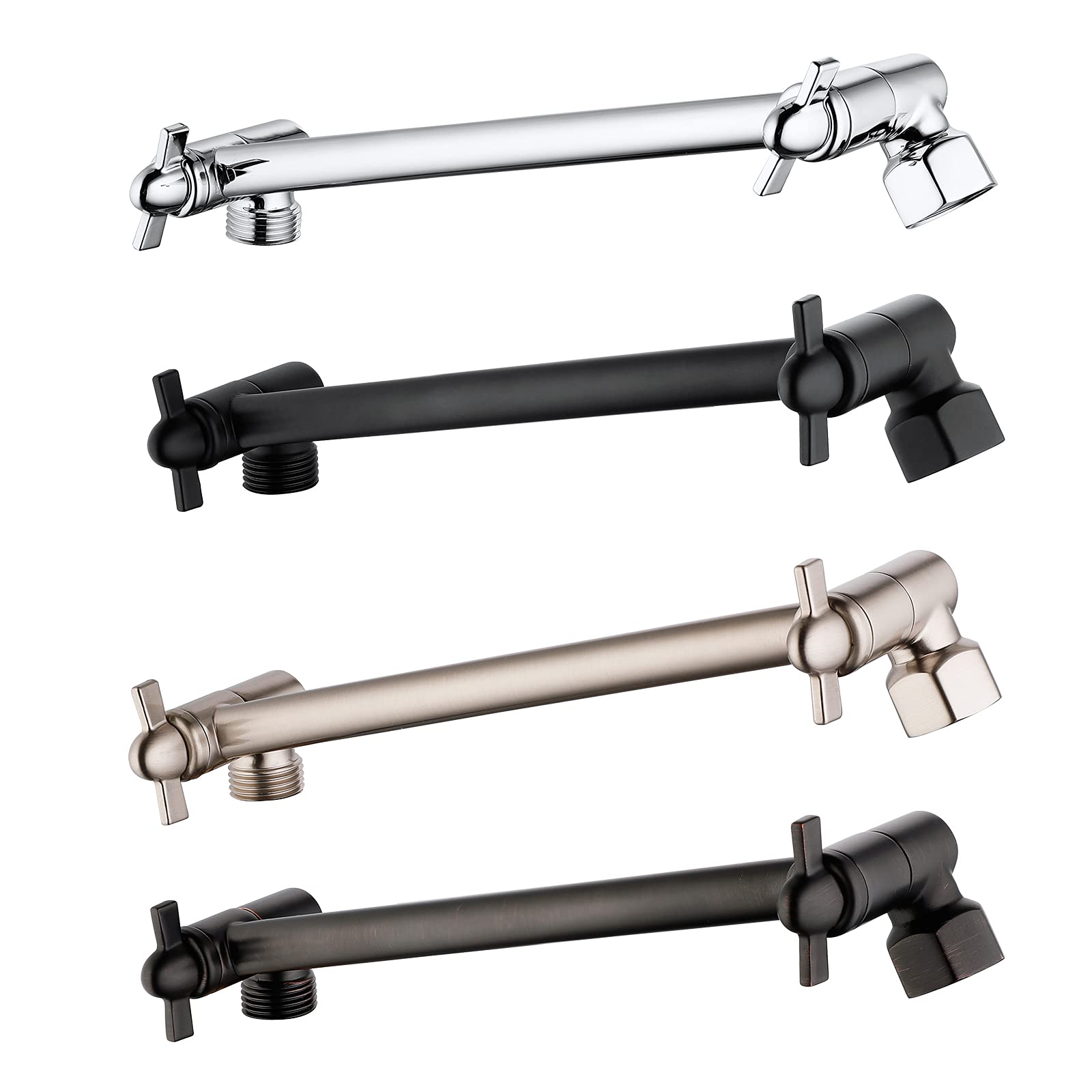 10 Inch Adjustable Shower Arm Extender - Universal Shower Head Extension with Brushed Nickel Finish | Perfect for Bathroom Renovation & Low-Ceiling Showers