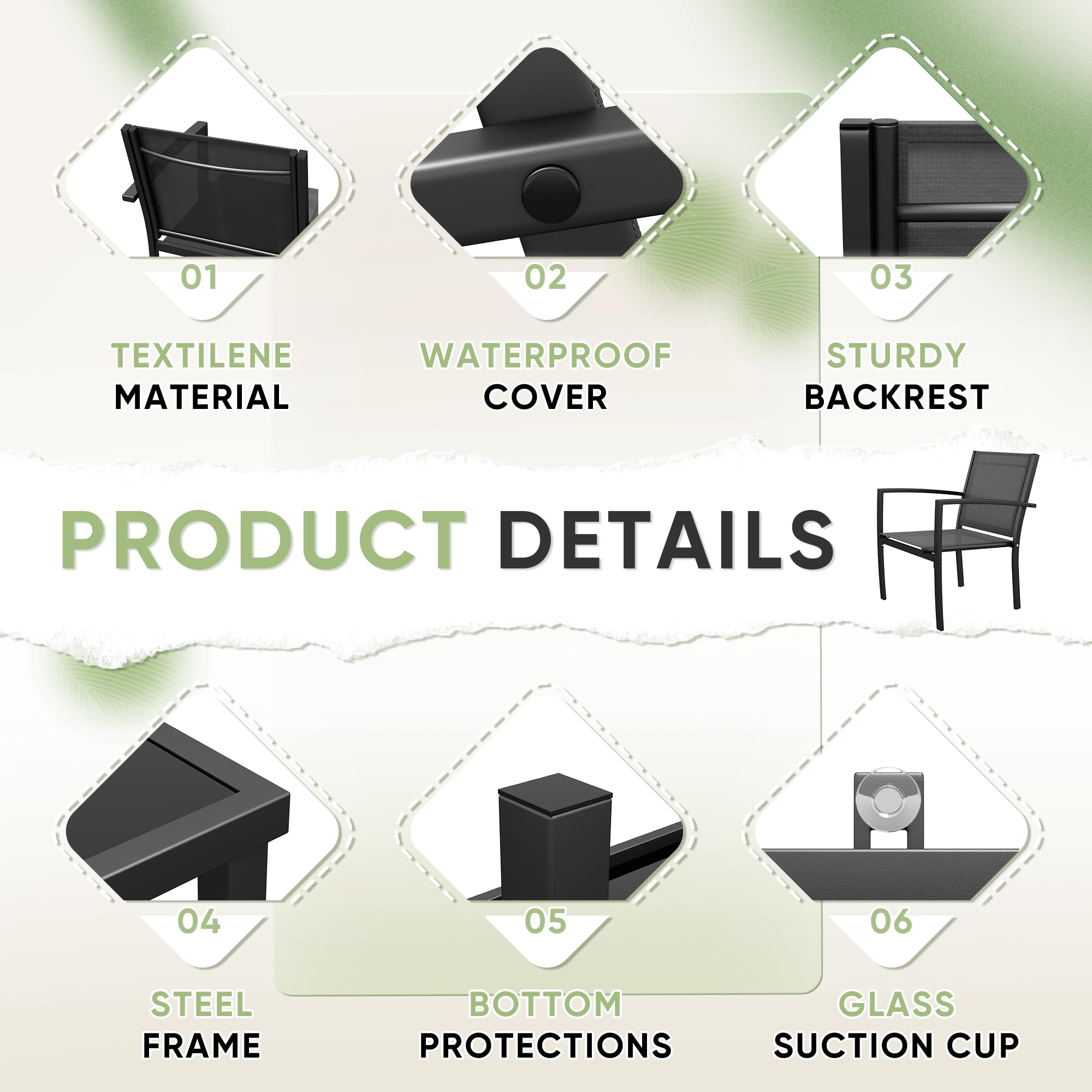 Rankok 4-Piece Modern Outdoor Patio Furniture Set - Textilene Conversation Set with Loveseat & Coffee Table - Black Patio Chairs for Porch, Lawn, Poolside & Balcony - Perfect for Backyard Relaxation & Outdoor Entertaining