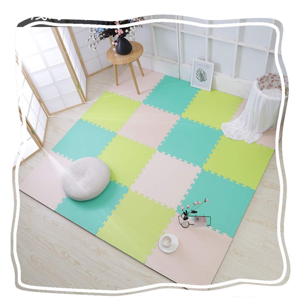 Colorful Interlocking Foam Puzzle Play Mat for Kids - Non-Slip, Easy to Clean, Soft Floor Tiles for Playroom, Nursery & Exercise (16-Piece Set, 50x50x2.5cm) - Perfect for Toddler Playtime, Baby Crawling & Home Gym