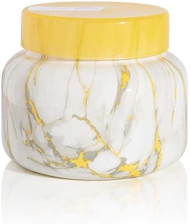 Premium Capri Blue Modern Marble Jar Candles - Luxury Scented Soy Wax Candles for Home Decor | Long-Lasting Pineapple Flower Fragrance (19oz) | Perfect for Living Room, Bedroom & Spa Relaxation