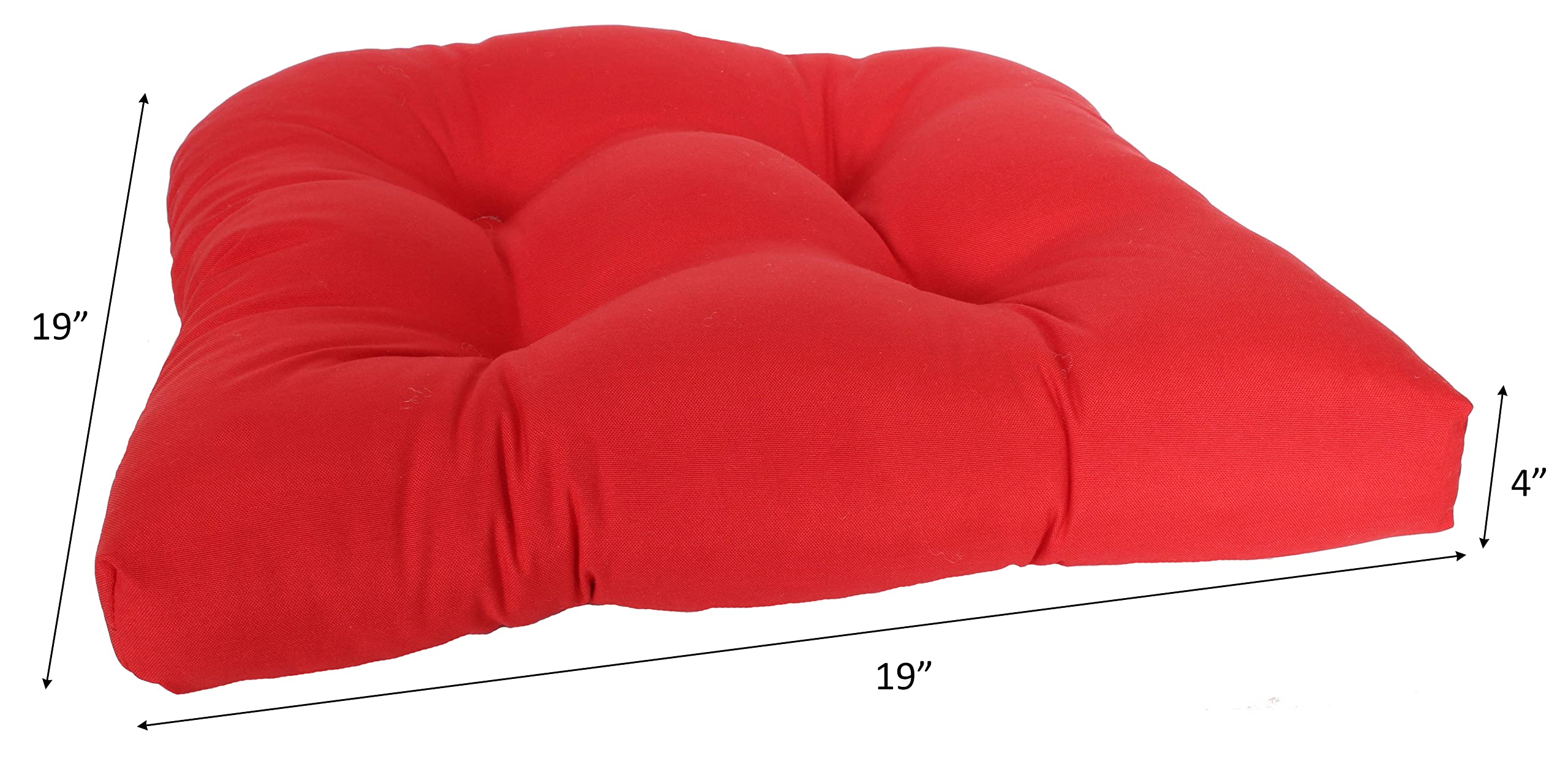 Premium Set of 2 19x19x4 Inch Solid Cherry Wicker Seat Cushions - Waterproof Outdoor/Indoor Patio Furniture Cushions for Chairs, Benches & Porch Seating - Comfortable & Durable All-Weather Use