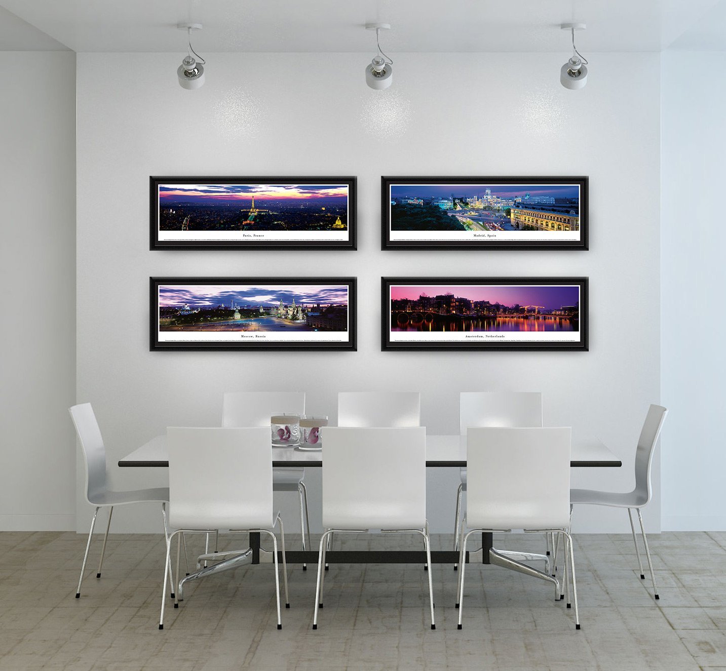 Blakeway Worldwide Panoramas London England Thames at Twilight Skyline Poster - Premium Framed Wall Art with Single Mat - Perfect for Living Room, Office & Home Decor