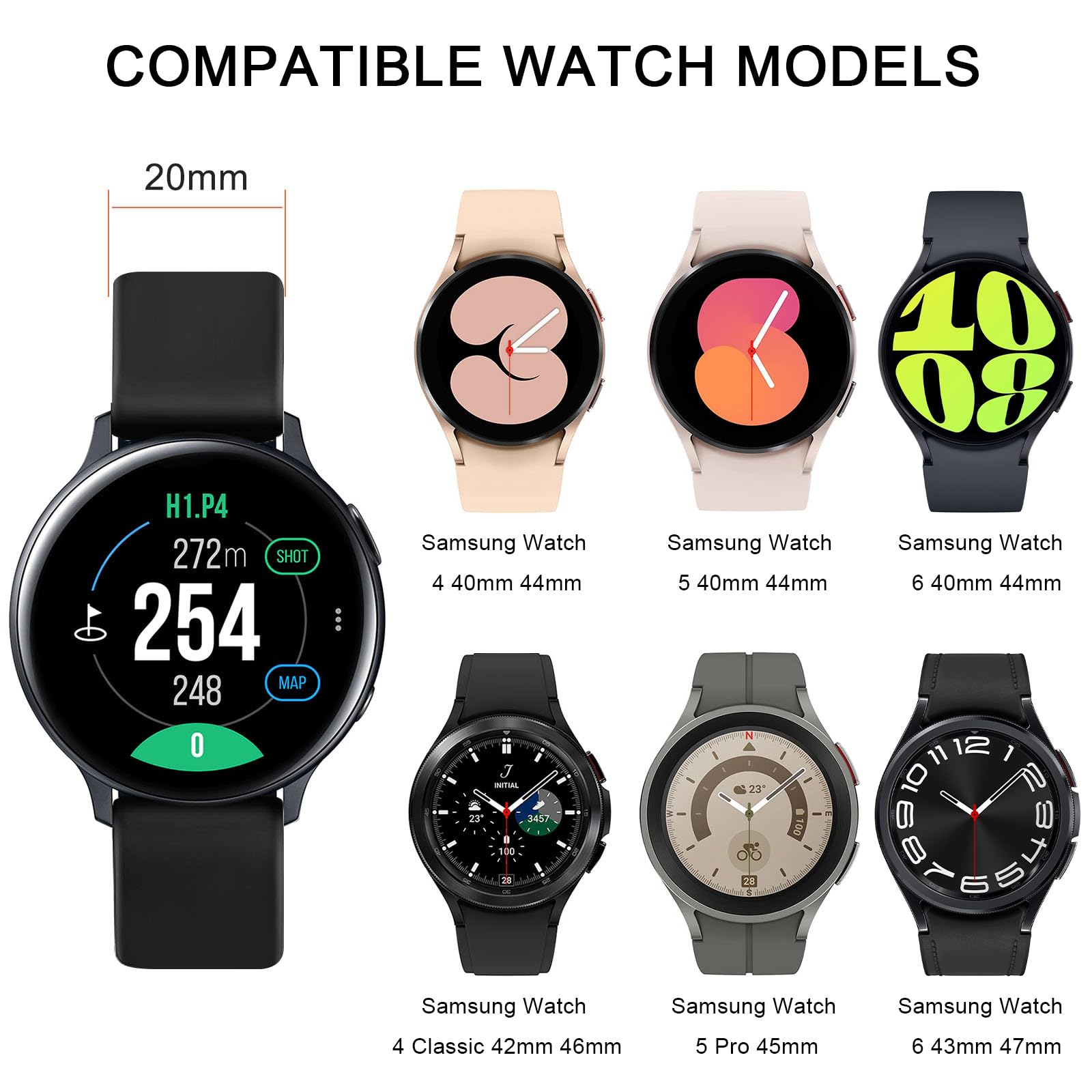 Stainless Steel Magnetic Mesh Band for Samsung Galaxy Watch Active 2/3 (40/41/42/44mm) - 20mm Replacement Strap | Durable Metal Bracelet for Workout, Office & Everyday Wear