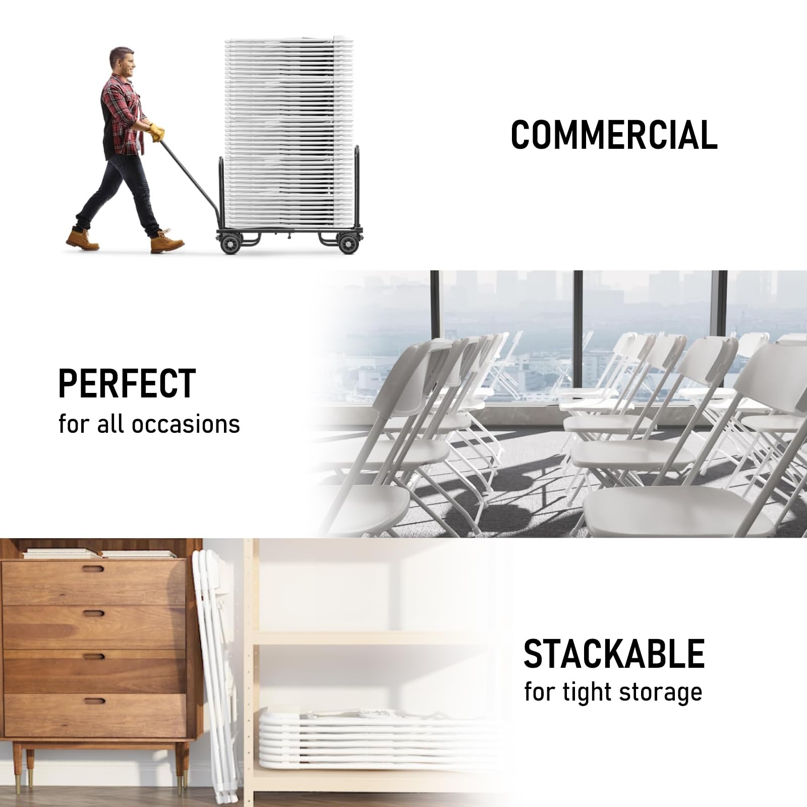 10 Pack Black Plastic Folding Chairs - Heavy Duty 350lb Capacity, Steel Frame Indoor Outdoor Commercial Use for Office, Wedding, Party, Events - Perfect for Banquets, Picnics, and Backyard Gatherings