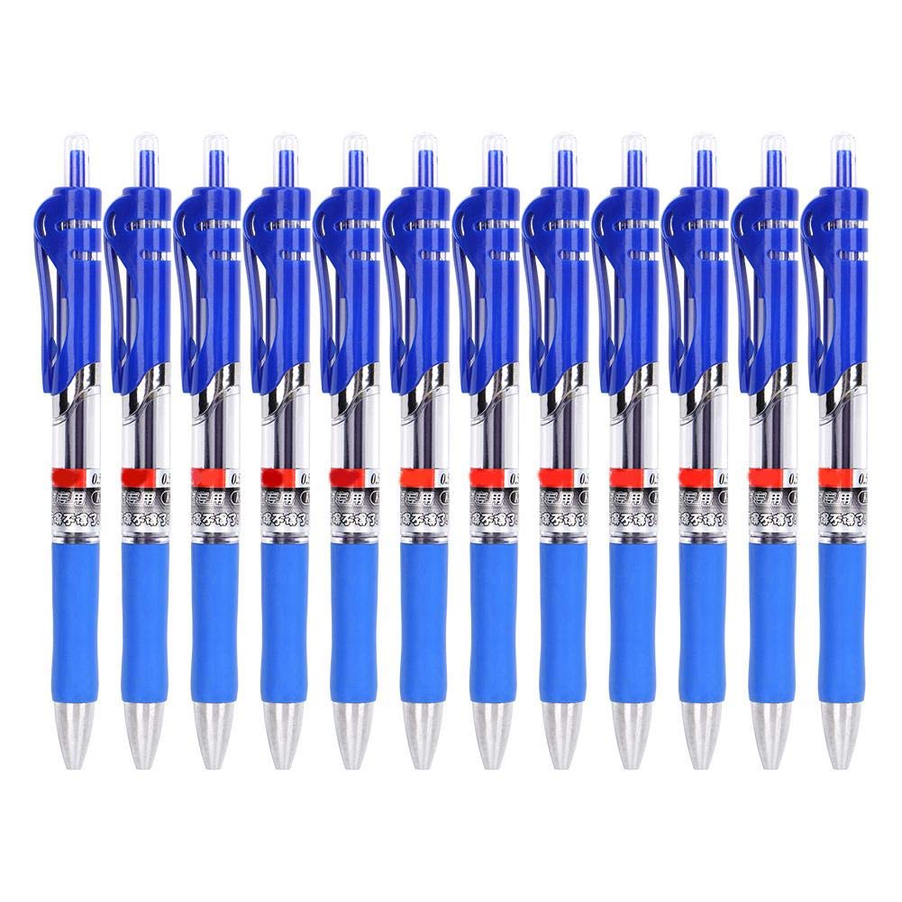 GLOGLOW 12-Pack 0.5mm Gel Pens - Smooth Writing Blue Ink Rollerball Pens for Office, School & Note Taking - Premium Press Carbon Tip Gel Pens with Large Ink Capacity (Neutral Color Collection)
