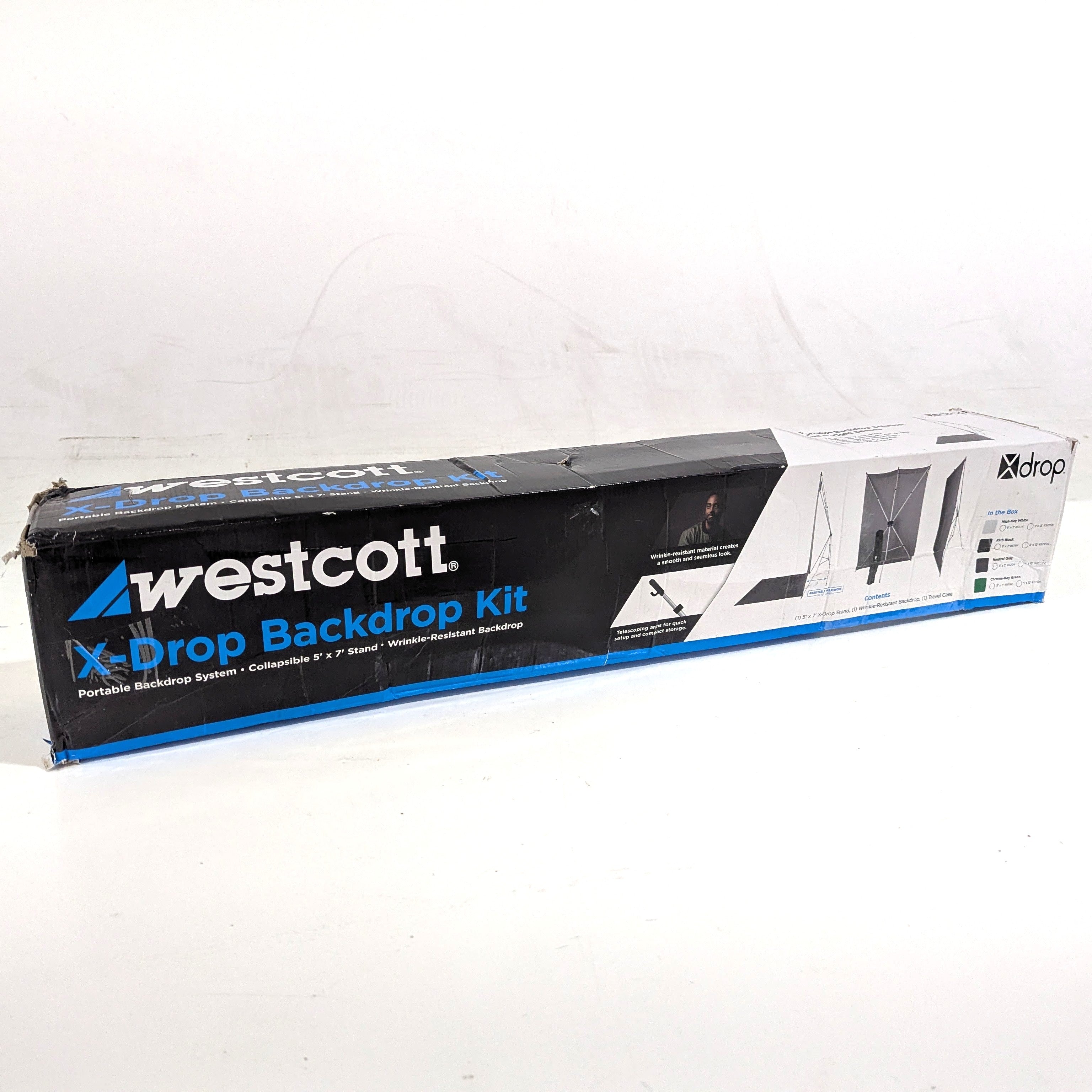 Westcott X Drop Kit - 5x7 Feet Neutral Gray Photography Backdrop - Open Box Excellent Condition for Studio, Portrait & Product Photography
