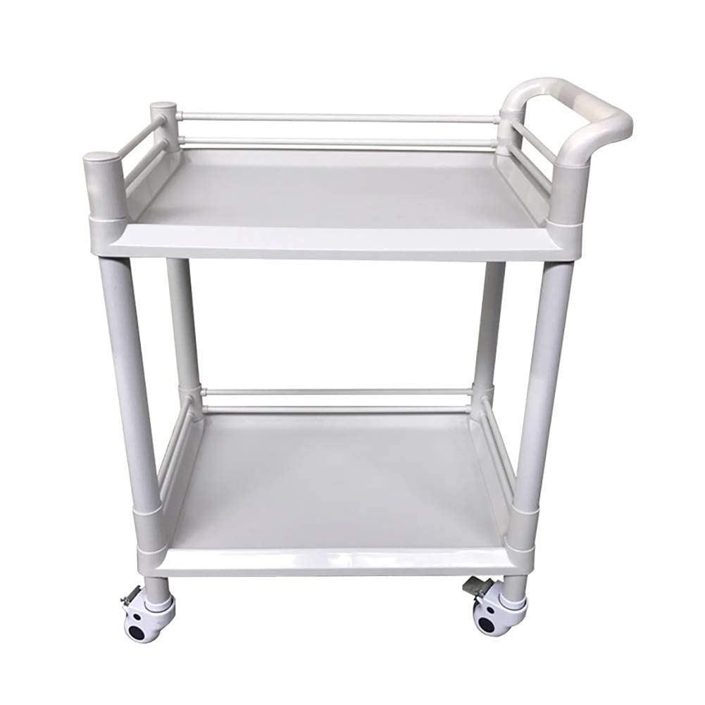 WXXGY 2-Tier Rolling Utility Cart - 80kg Capacity Mobile Serving Cart with ABS Shelves, White (54x37x90cm) - Perfect for Kitchen, Bathroom, Salon & Office Storage