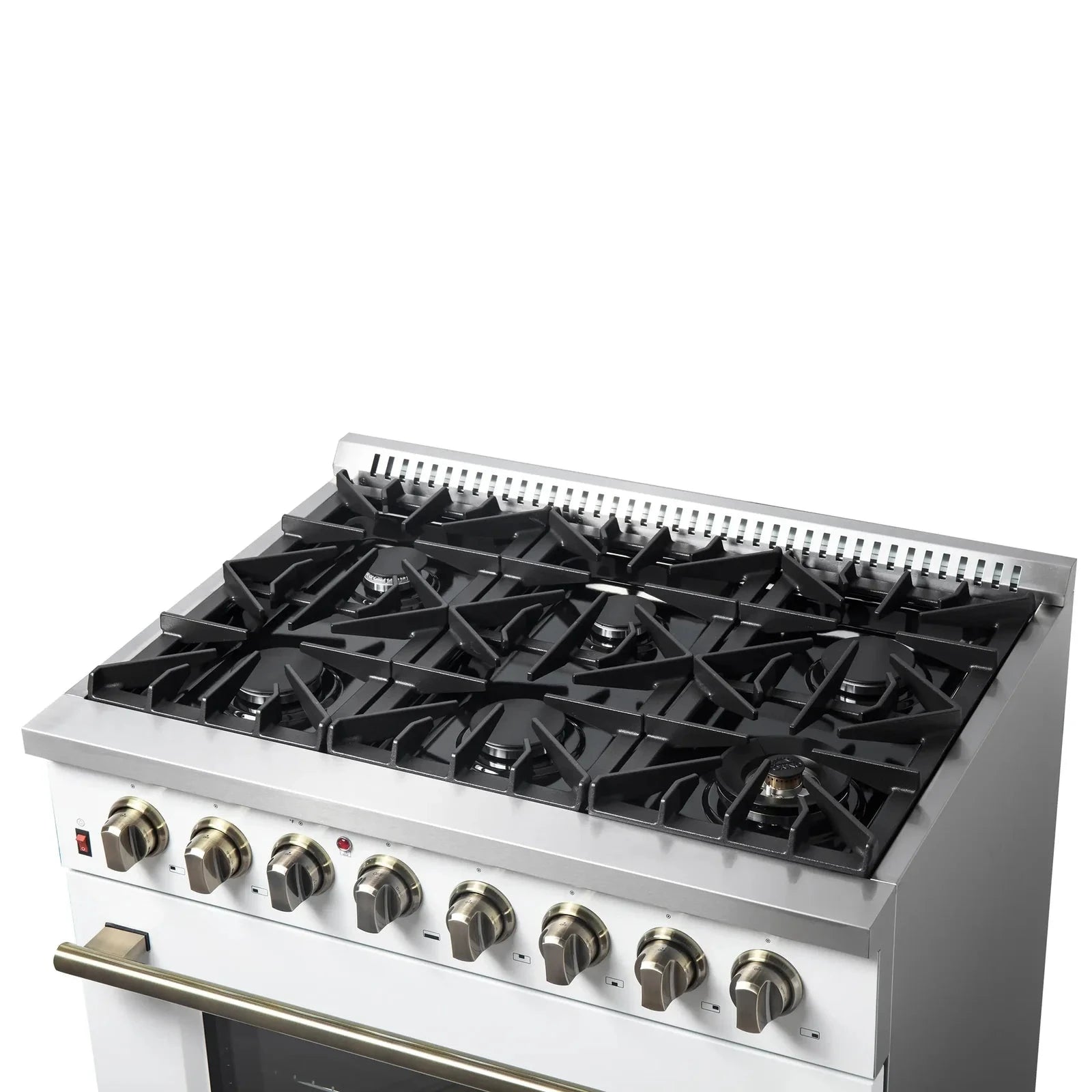 Forno Galiano 36-Inch Freestanding Dual Fuel Range - Gas Stove & Electric Oven in White with Antique Brass Trim (Model FFSGS6156 36WHT) | Professional Kitchen Appliance for Home Chefs & Cooking Enthusiasts
