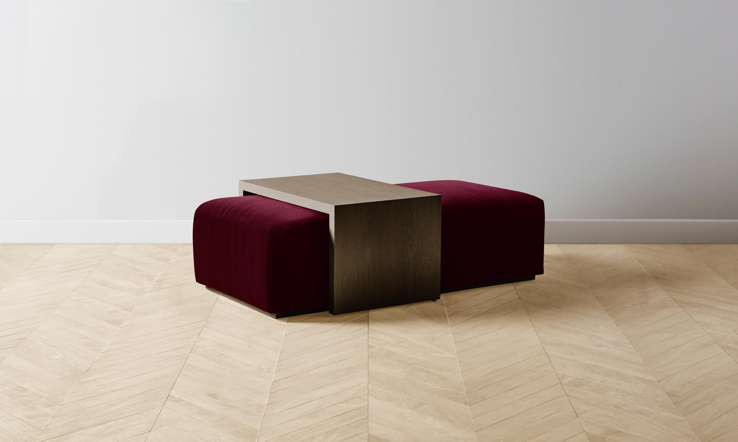 The Bowery Ottoman - Luxurious Mohair Crimson Upholstered Footrest & Accent Chair for Living Room, Bedroom & Lounge - Perfect for Relaxing & Stylish Home Decor