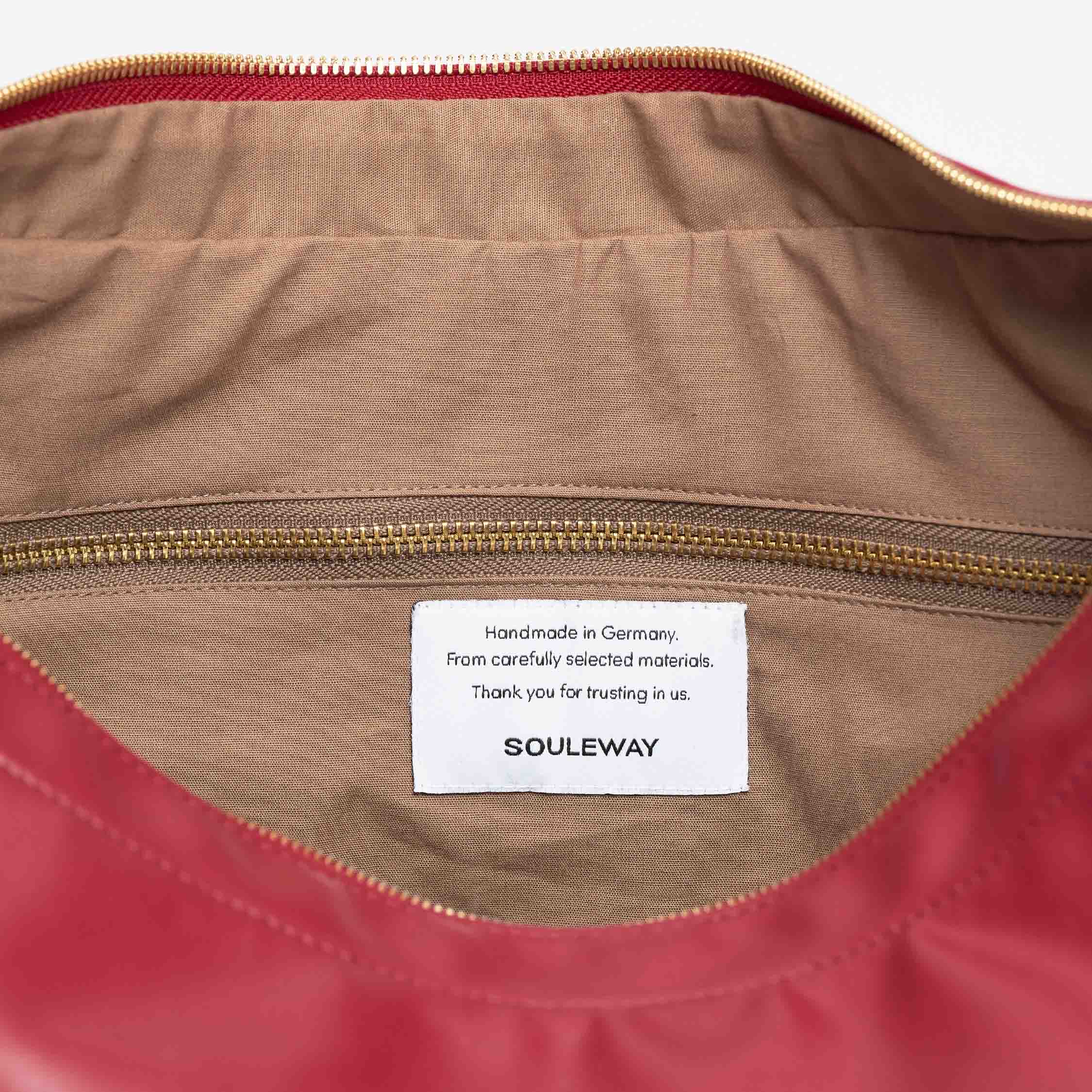 Vegan Olive Leather Half Moon Crossbody Bag | Cherry Red | Eco-Friendly & Cruelty-Free Handbag for Women | Perfect for Casual Outings & Evening Events