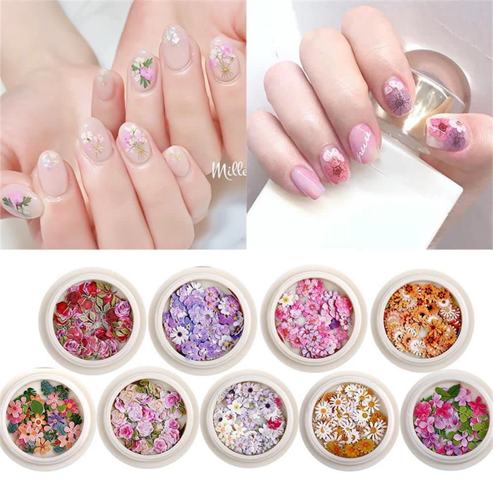 9 Boxes Nail Art Sequins - Glitter Flakes & Daisy Flowers for Romantic Nail Designs | DIY Manicure