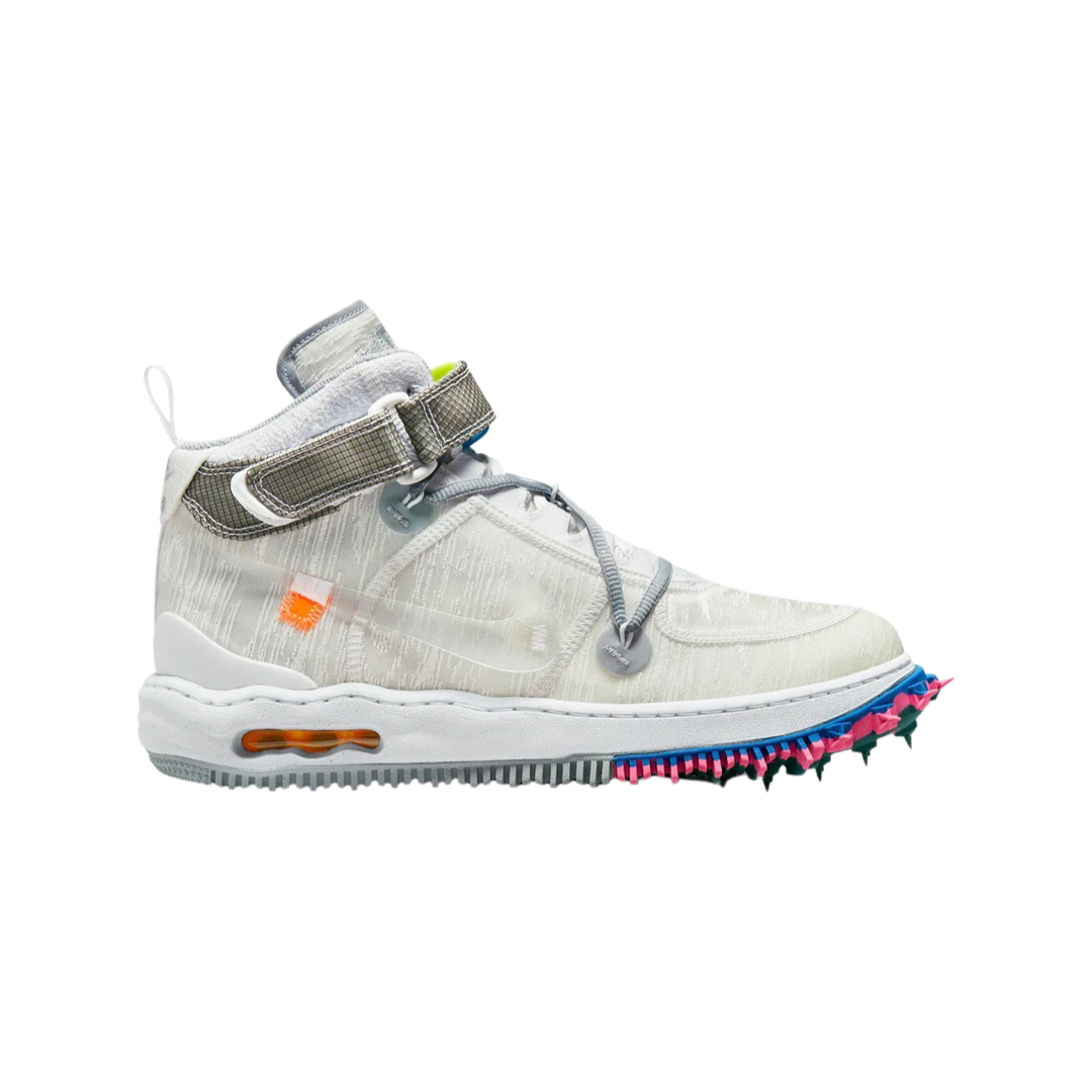 Off White x Nike Air Force 1 Mid Sneakers - Track White/Clear Black - Limited Edition Basketball Shoes for Streetwear & Urban Fashion