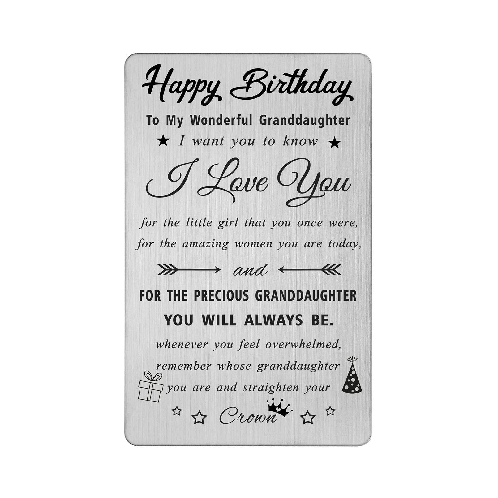 TANWIH Granddaughter Birthday Wallet Card - Thoughtful Gift from Grandma & Grandpa, Inspirational Birthday Present for Adult Granddaughter & Young Women - Perfect for Birthdays, Graduation & Special Occasions