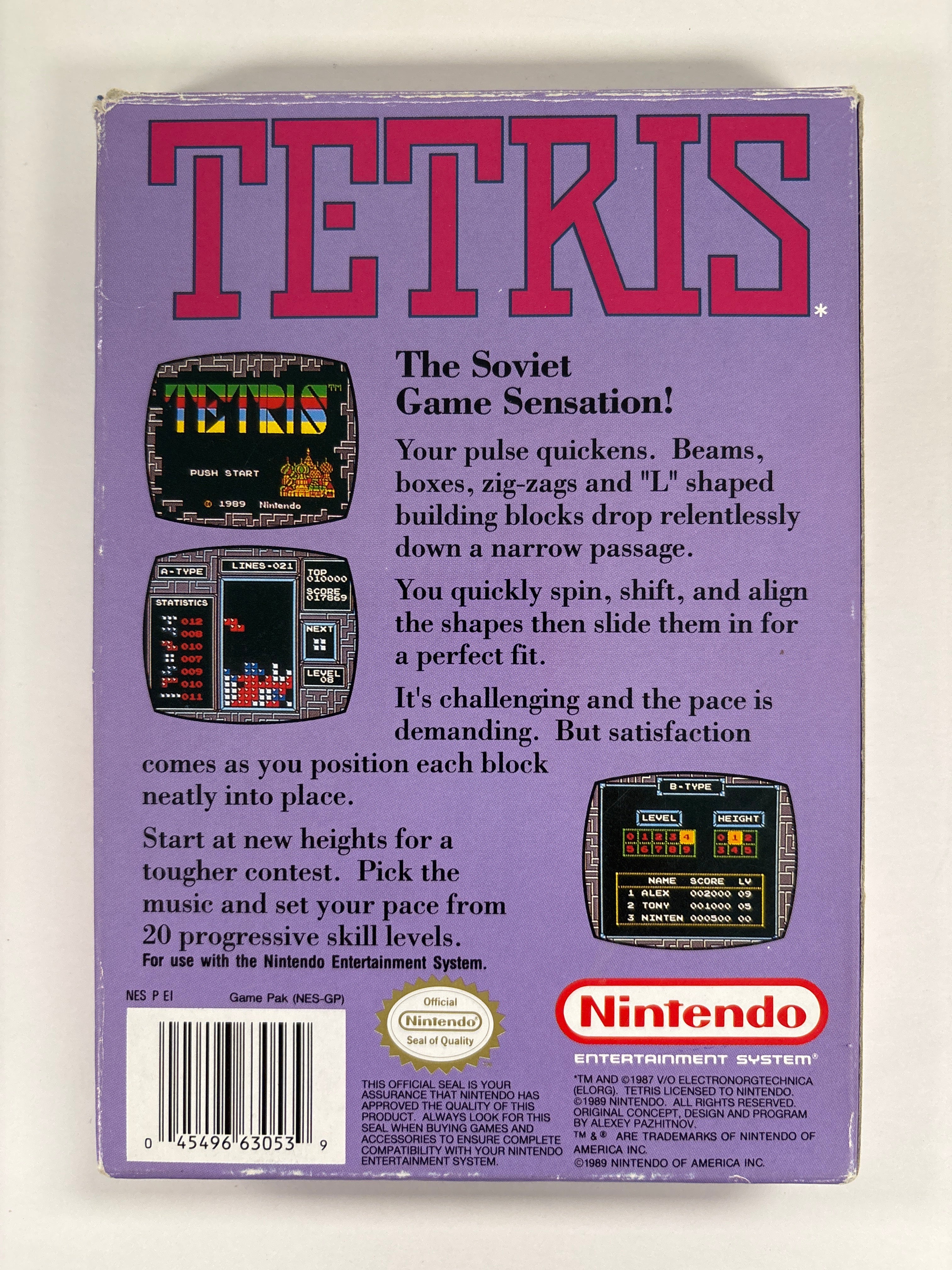Original Tetris NES Box Only - No Game or Manuals Included - Perfect for Collectors & Retro Gaming Display