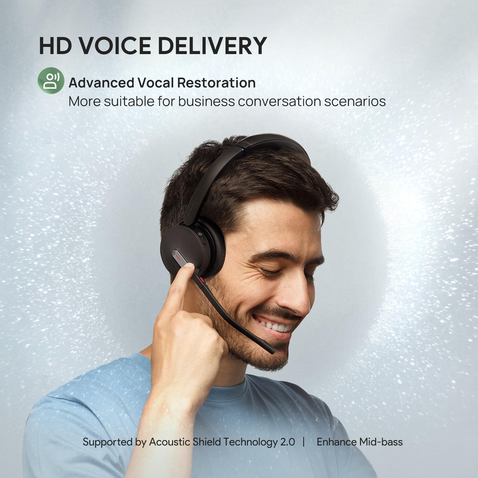 Yealink BH70 UC Wireless Bluetooth Headset with Microphone - Noise Cancelling Headphones for Computer, 35 Hours Battery Life, Lightweight 147g for Open Office | Perfect for Remote Work, Video Conferencing & Call Center Use