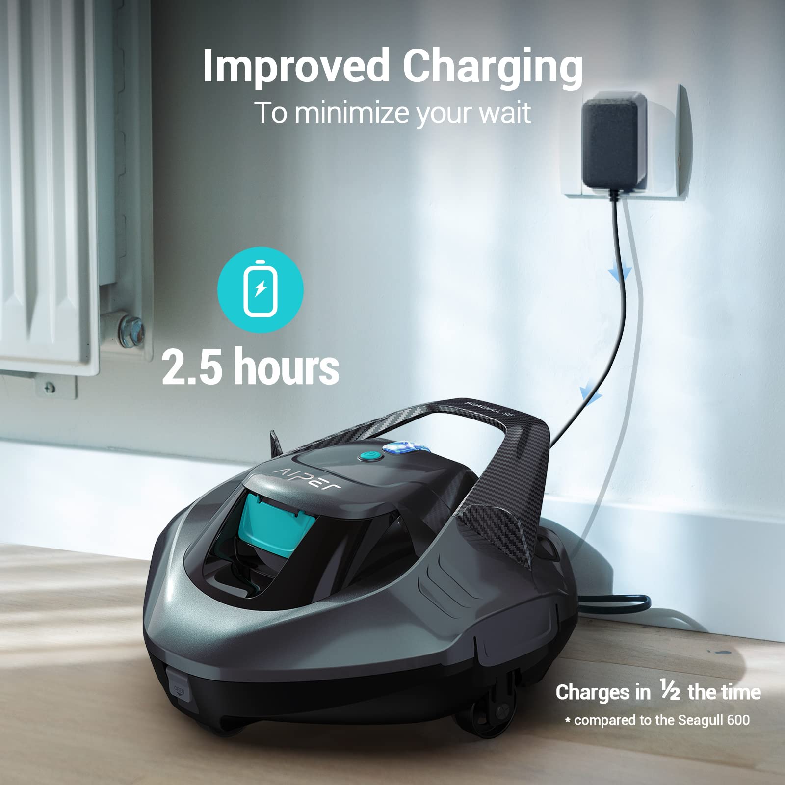 AIPER Cordless Robotic Pool Cleaner for Above-Ground Flat Pools - 90 Min Runtime, Self-Parking Tech, Lightweight Design | Perfect for Weekly Pool Maintenance & Quick Cleaning