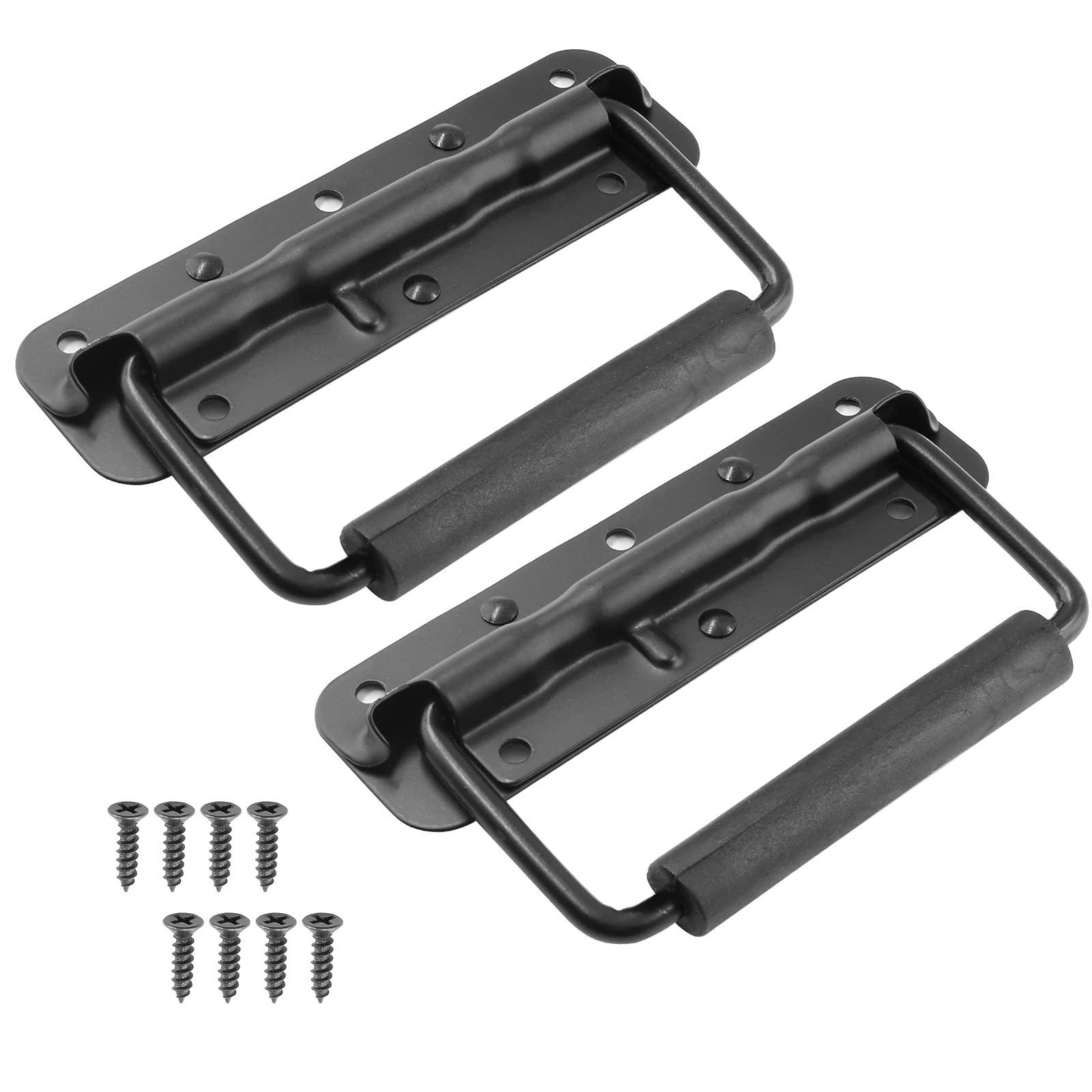 2Pcs Black 304 Stainless Steel Surface Mount Spring Loaded Speaker Case Handles - 5.47