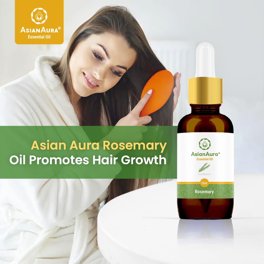 Pure Rosemary Essential Oil - 100% Natural, Undiluted & Steam Distilled for Aromatherapy, Skin & Hair Care | Therapeutic Grade 15ml Essential Oil for Diffusers, Yoga, Meditation, Spa & Home Fragrance | Perfect for Relaxation, Stress Relief & Mood Enhancement