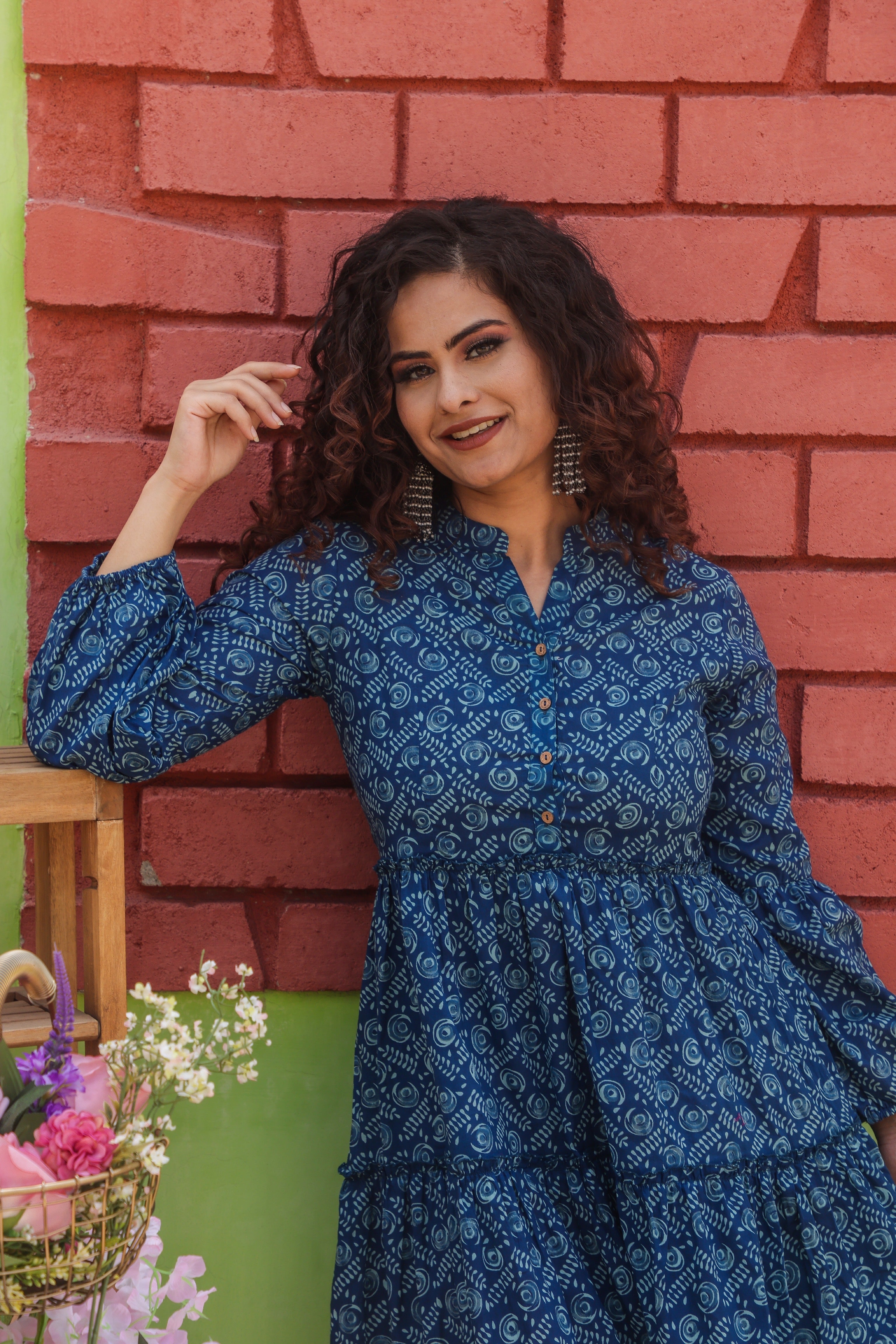 Blue Cotton Maxi Dress for Women - Flowy Summer Beach Dress with Pockets | Perfect for Vacation, Boho Outfits & Casual Wear