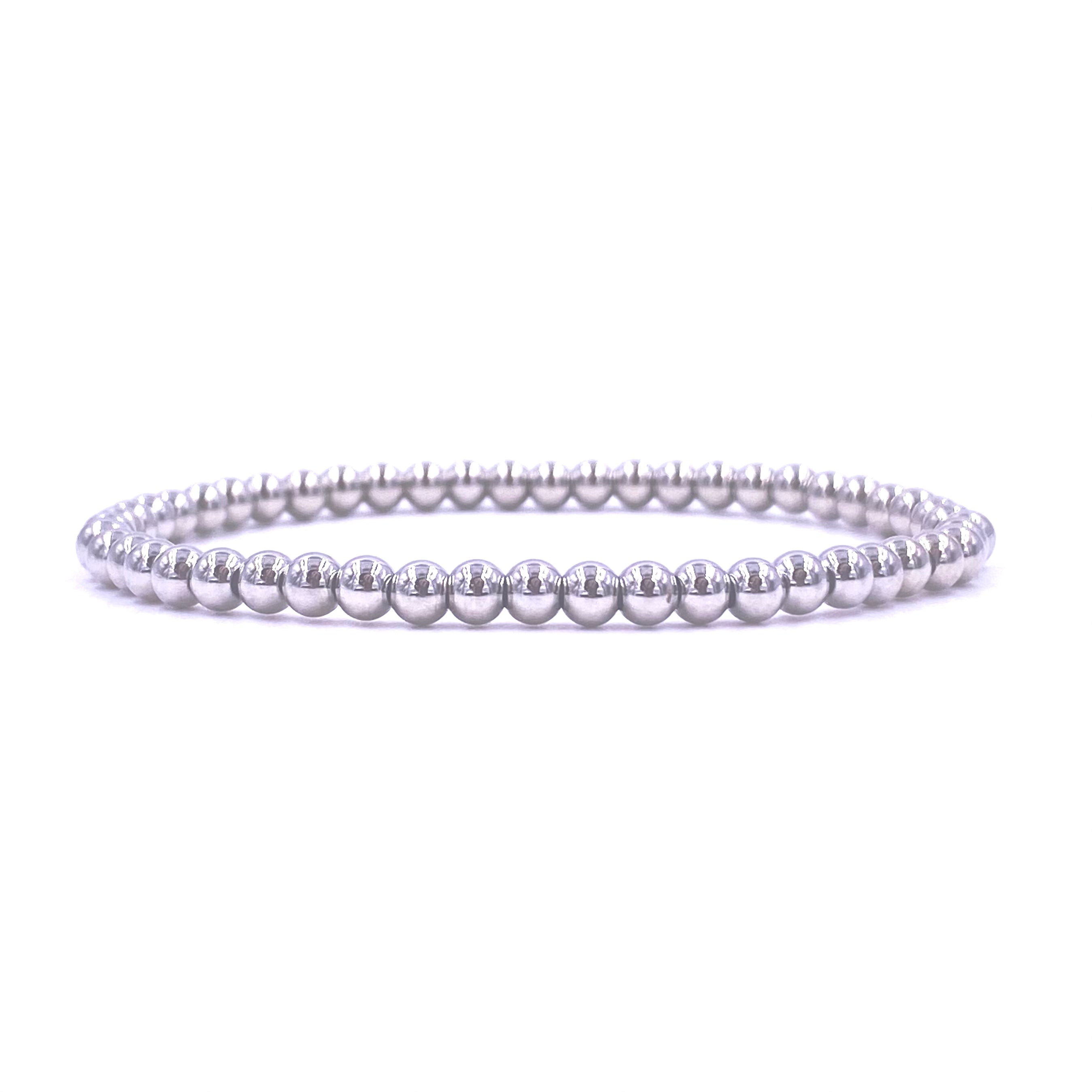 Ashley Gold Stainless Steel Ball Beaded Stretch Bracelet for Women - Elegant Adjustable Jewelry for Party, Wedding & Everyday Wear