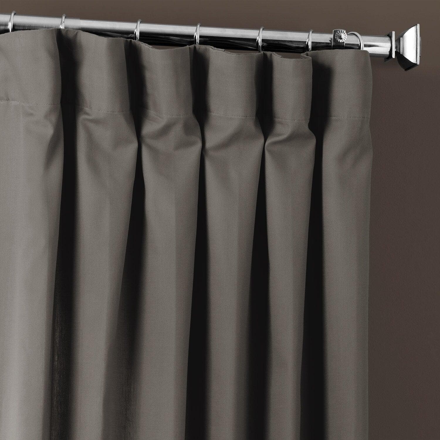 Millstone Grey Solid Cotton Curtains - Blackout Window Drapes for Living Room & Bedroom - Thermal Insulated Home Decor