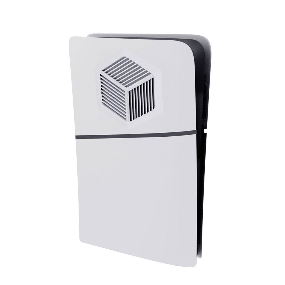 PS5 Slim Console Faceplate Cover - White ABS Replacement Side Shell with Cooling Vents & Dustproof Design for PS5 Slim Disc Edition - Perfect for Gaming Protection & Enhanced Cooling Performance