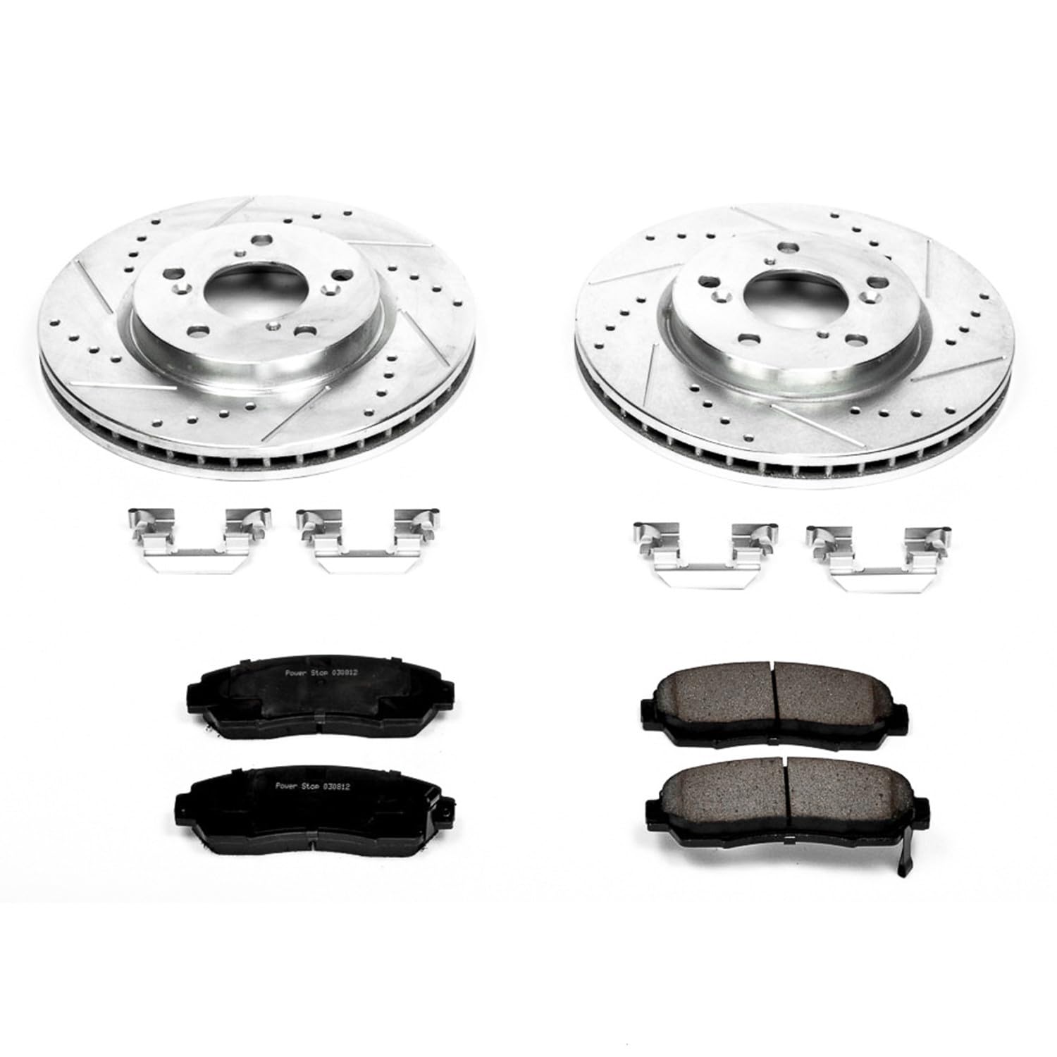 Power Stop K2435 Z23 Carbon Fiber Brake Pads & Drilled Slotted Rotors Kit - Fits 2005-2010 Honda Odyssey | High-Performance Braking for City Driving & Family Safety