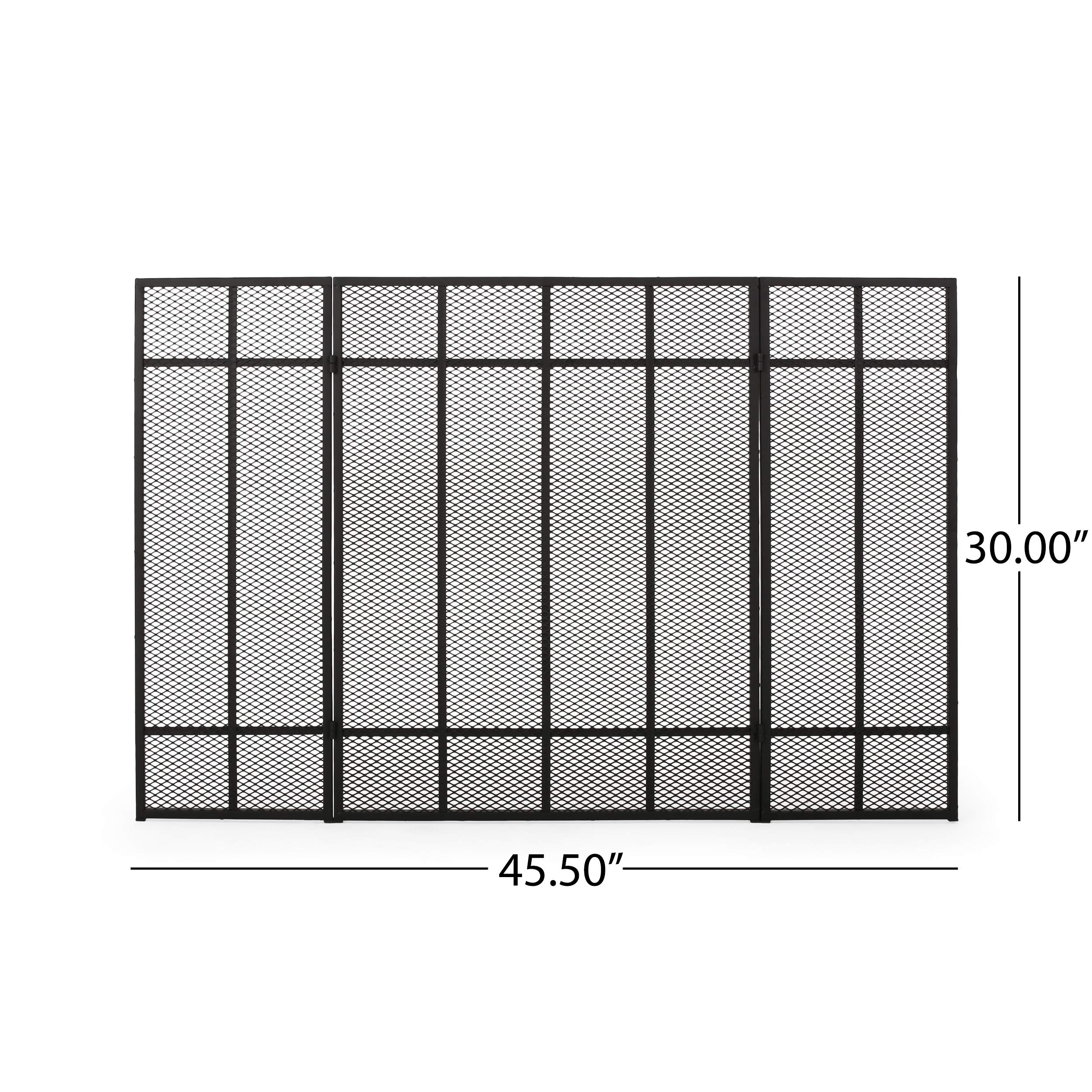 Christopher Knight Home Modesty Iron Fireplace Screen in Matte Black - Decorative & Functional Fireplace Safety Guard for Living Room, Bedroom, or Patio