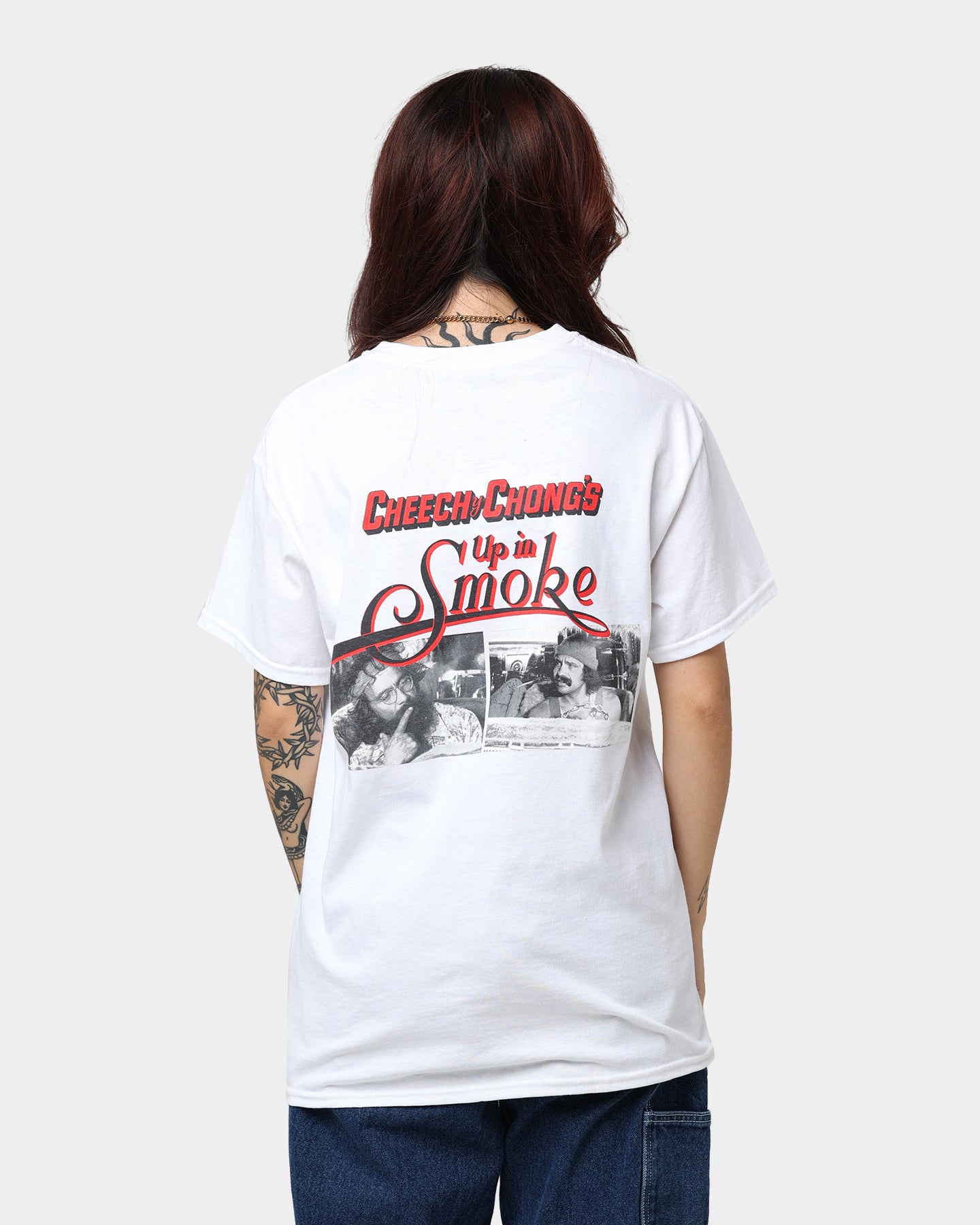 American Thrift X 420 Up In Smoke Graphic T-Shirt - White Cotton Tee for Stoner Culture & Cannabis Enthusiasts - Perfect for 420 Celebrations, Music Festivals, and Casual Wear