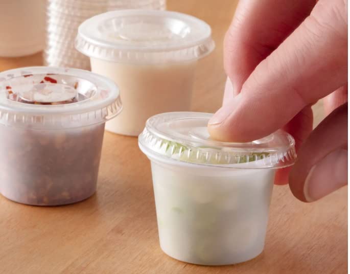 Oasis Supply 1 oz Clear Plastic Disposable Portion Cups with Lids - 250 Sets of Soufflé & Jello Cups for Food Storage, Meal Prep, and Party Serving | Perfect for Restaurants, Catering, and Home Use