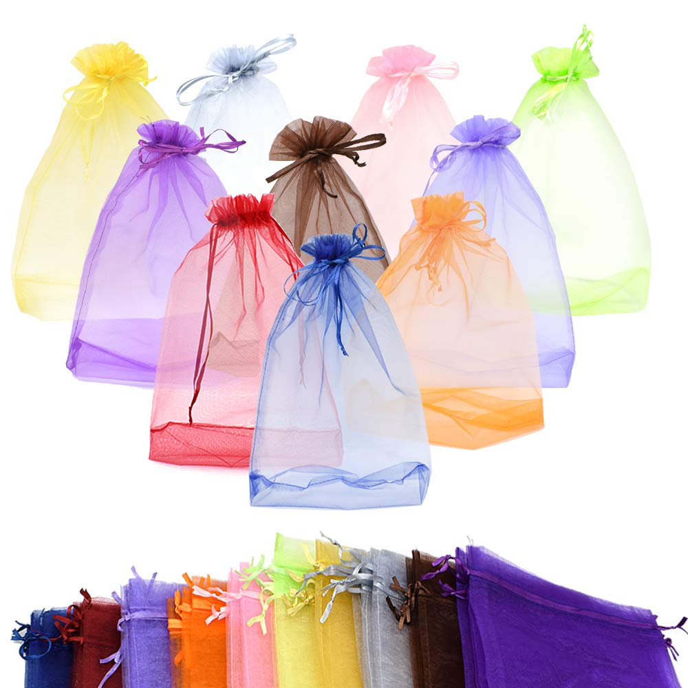 50Pcs 8x12 Inch Organza Drawstring Gift Bags - Jewelry, Wedding Favors, Party Supplies, Candy Bags in Assorted Colors | Perfect for Birthday, Bridal Shower, Baby Shower & Holiday Gifts