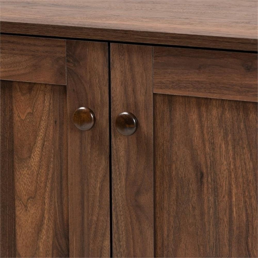 Baxton Studio Nissa Modern Walnut Brown Wood Shoe Cabinet - 2-Door Shoe Storage Organizer for Entryway, Closet & Bedroom