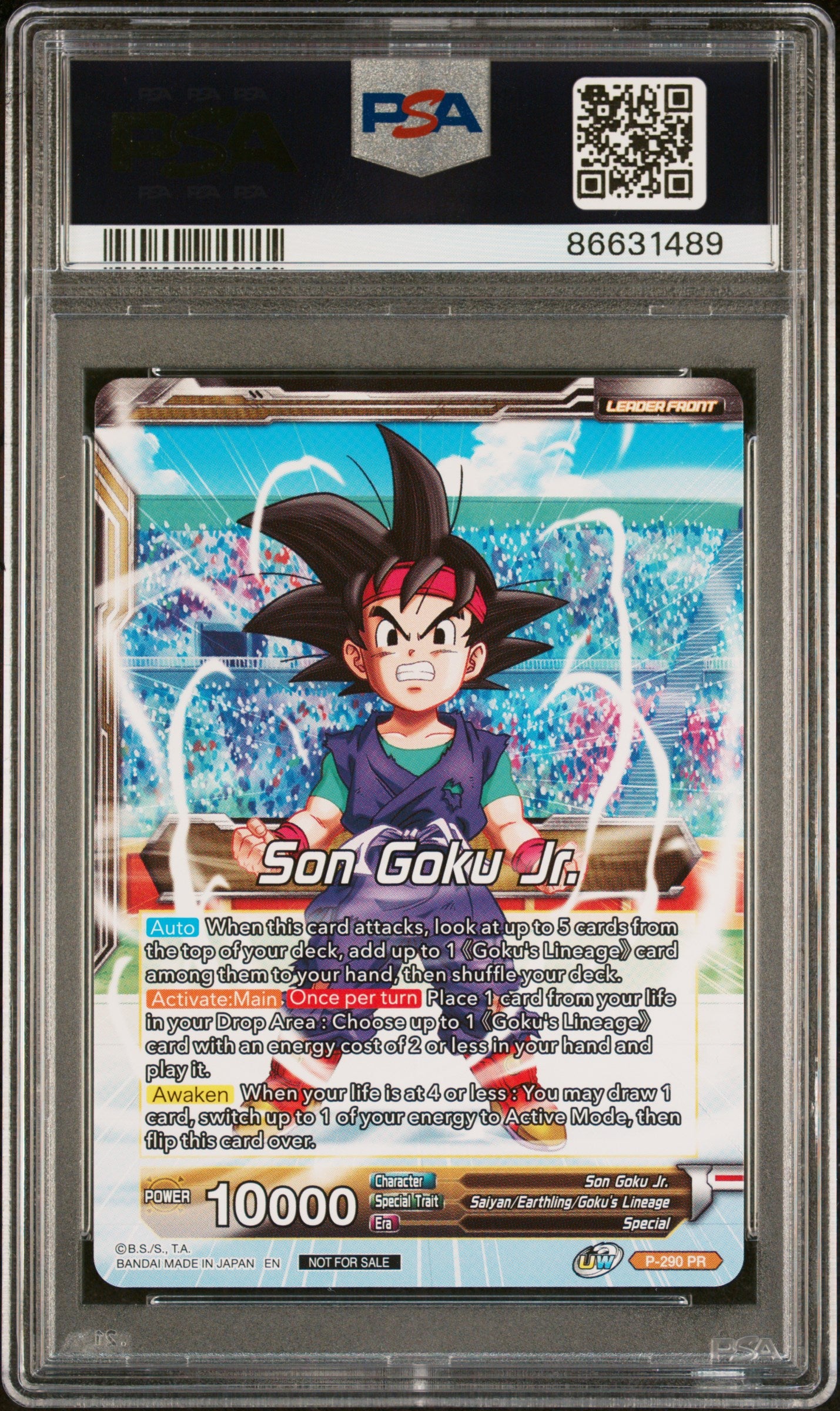 2021 Dragon Ball Super SS Goku Jr. SL/SGJ #P 290 PSA 10 GEM MT Trading Card - Perfect for Collectors & Anime Fans Display