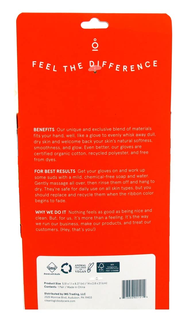 Cleanlogic Exfoliating Bath Gloves (2-Pack) - Premium Loofah Gloves for Deep Cleansing & Skin Renewal - Perfect for Shower, Spa & Body Scrub