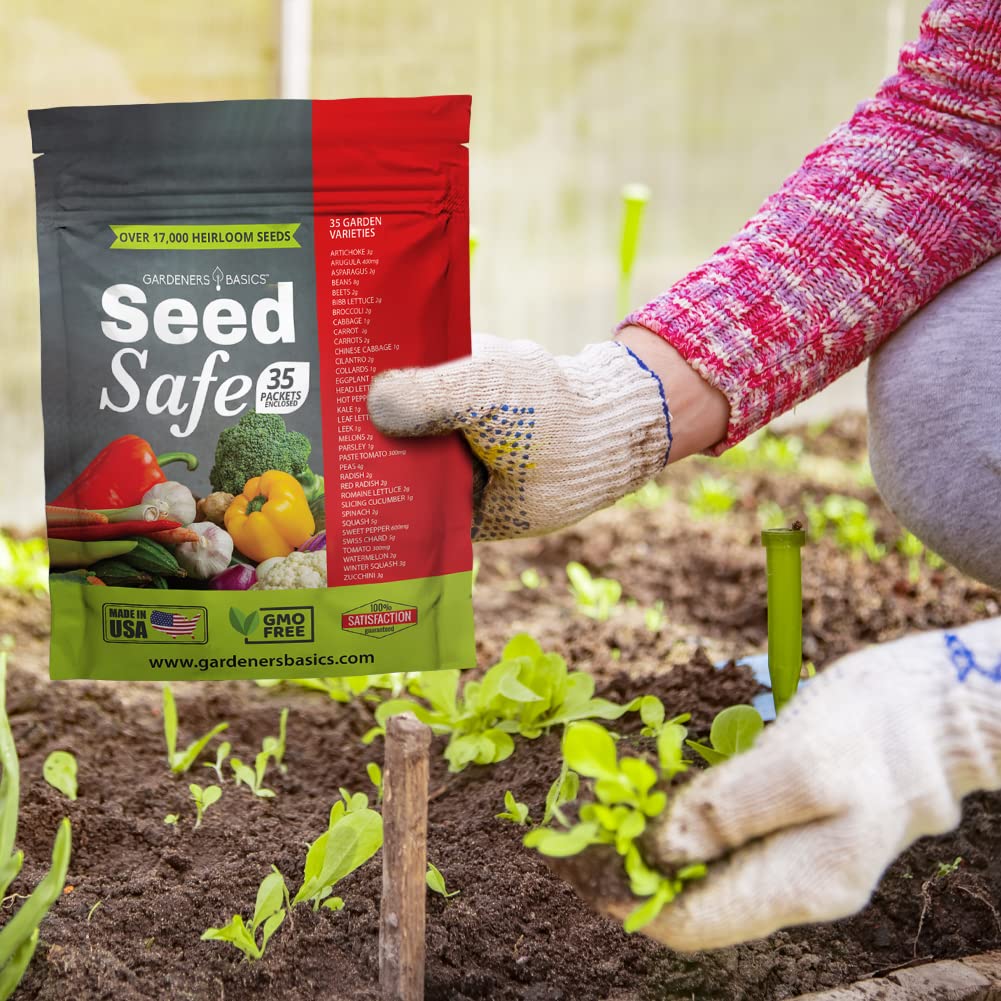 35 Varieties Heirloom Survival Garden Seeds - 17,000+ Non-GMO Vegetable & Fruit Seeds for Planting | Emergency Preparedness, Bugout Bag Supplies & Victory Garden Essentials | Perfect for Home Gardening, Food Security & Outdoor Survival Kits
