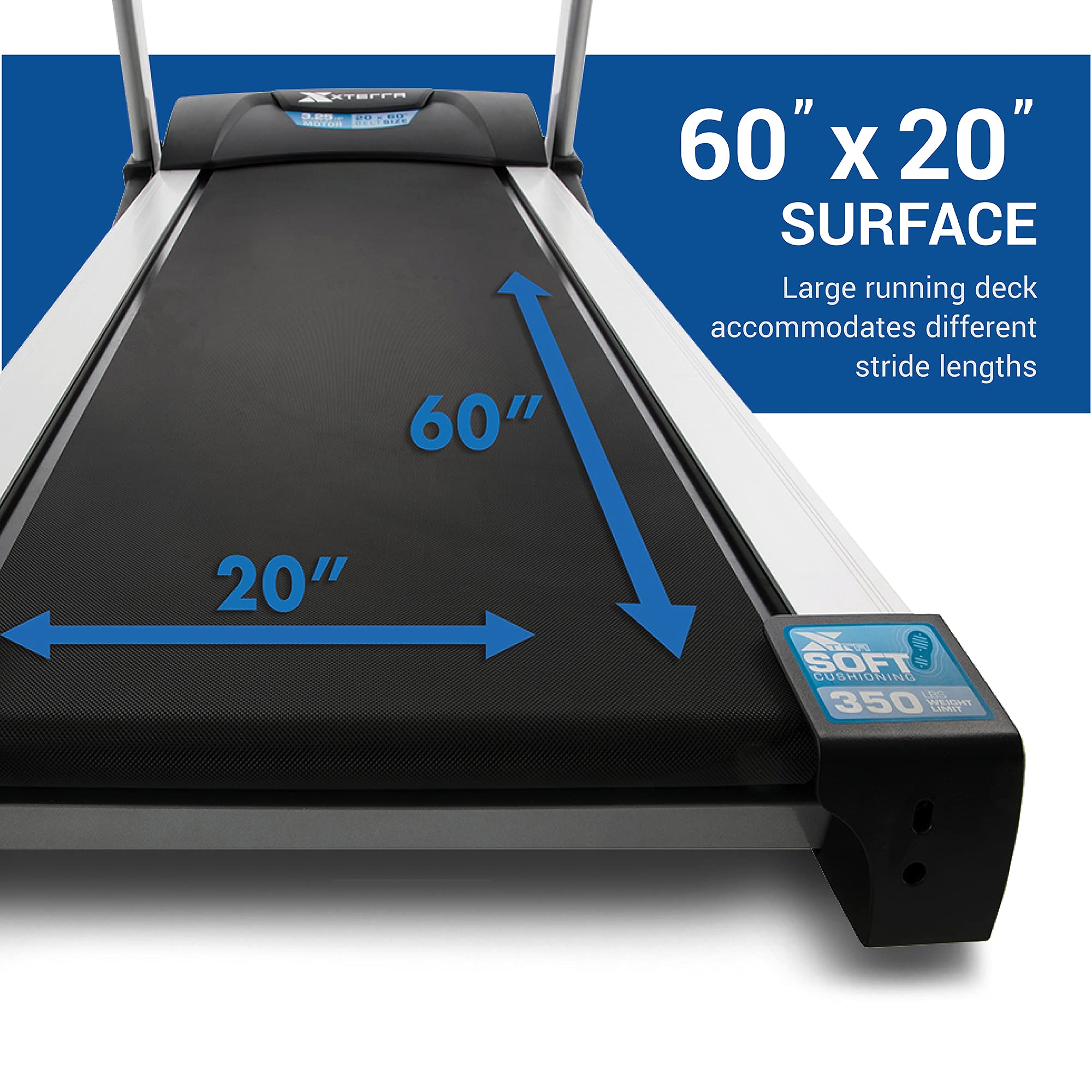 XTERRA Fitness Sport Series Premium Folding Smart Treadmill with Handlebar Speed & Incline Controls | Large XTRASoft Cushioned Deck | FTMS Bluetooth & XTERRA+ App | Perfect for Home Gym, Cardio Workouts & Indoor Running