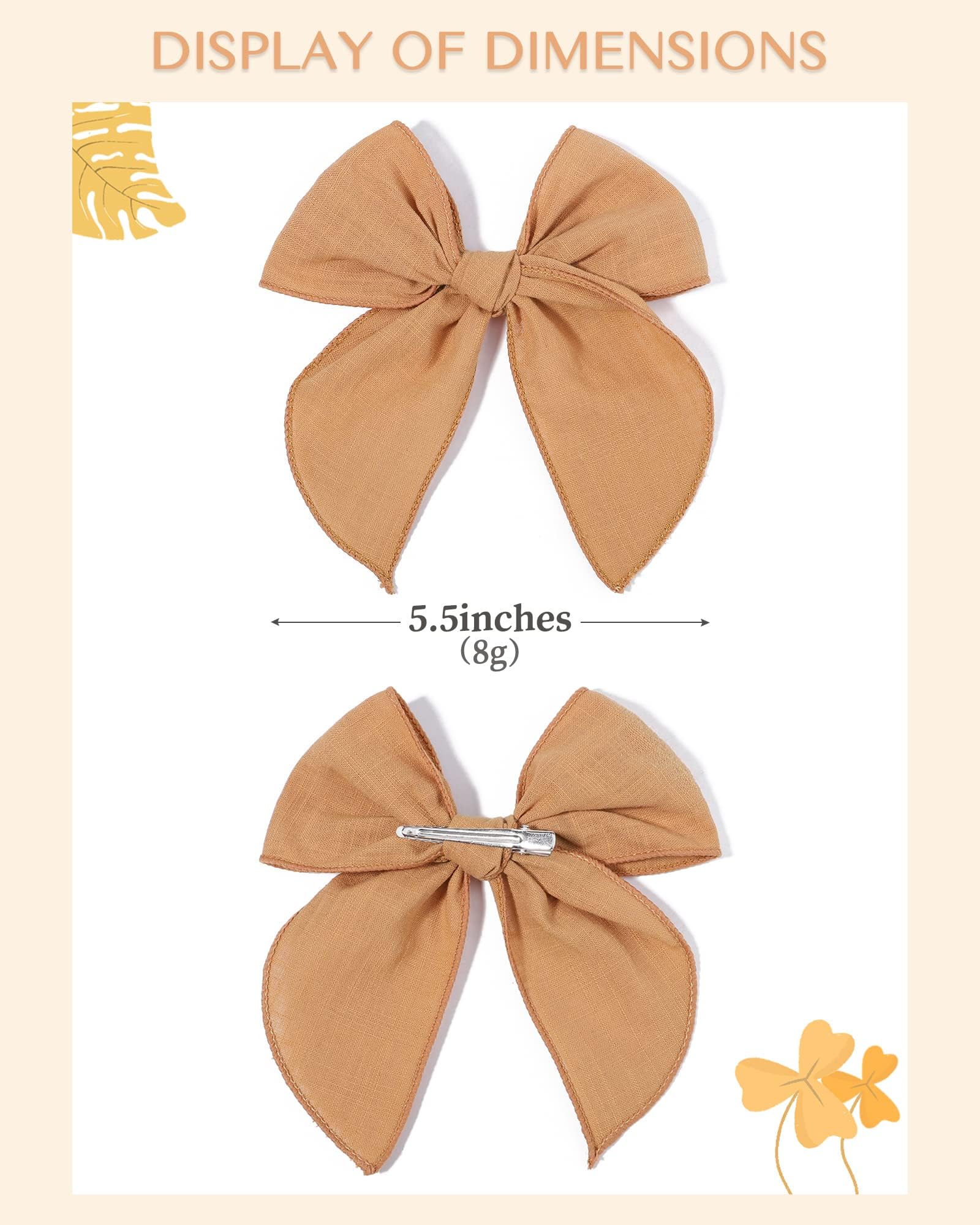 5.5 Inch 20PCS Baby Girls Hair Bows Clips - Cotton Linen Alligator Hair Clips for Toddlers & Kids | Neutral Handmade Hair Accessories | Perfect for Birthday Parties, School, Photo Shoots & Daily Wear